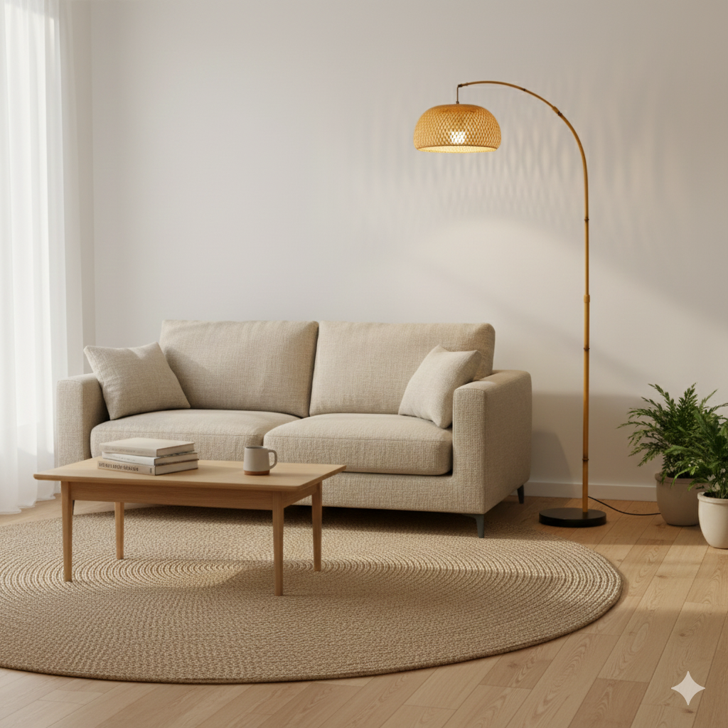 CGC RITA Bamboo Large Curved Floor Lamp