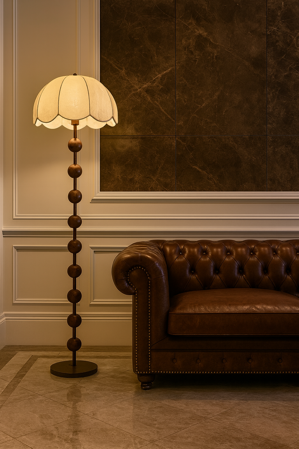 CGC VIOLA Floor Lamp with Scalloped Lampshade