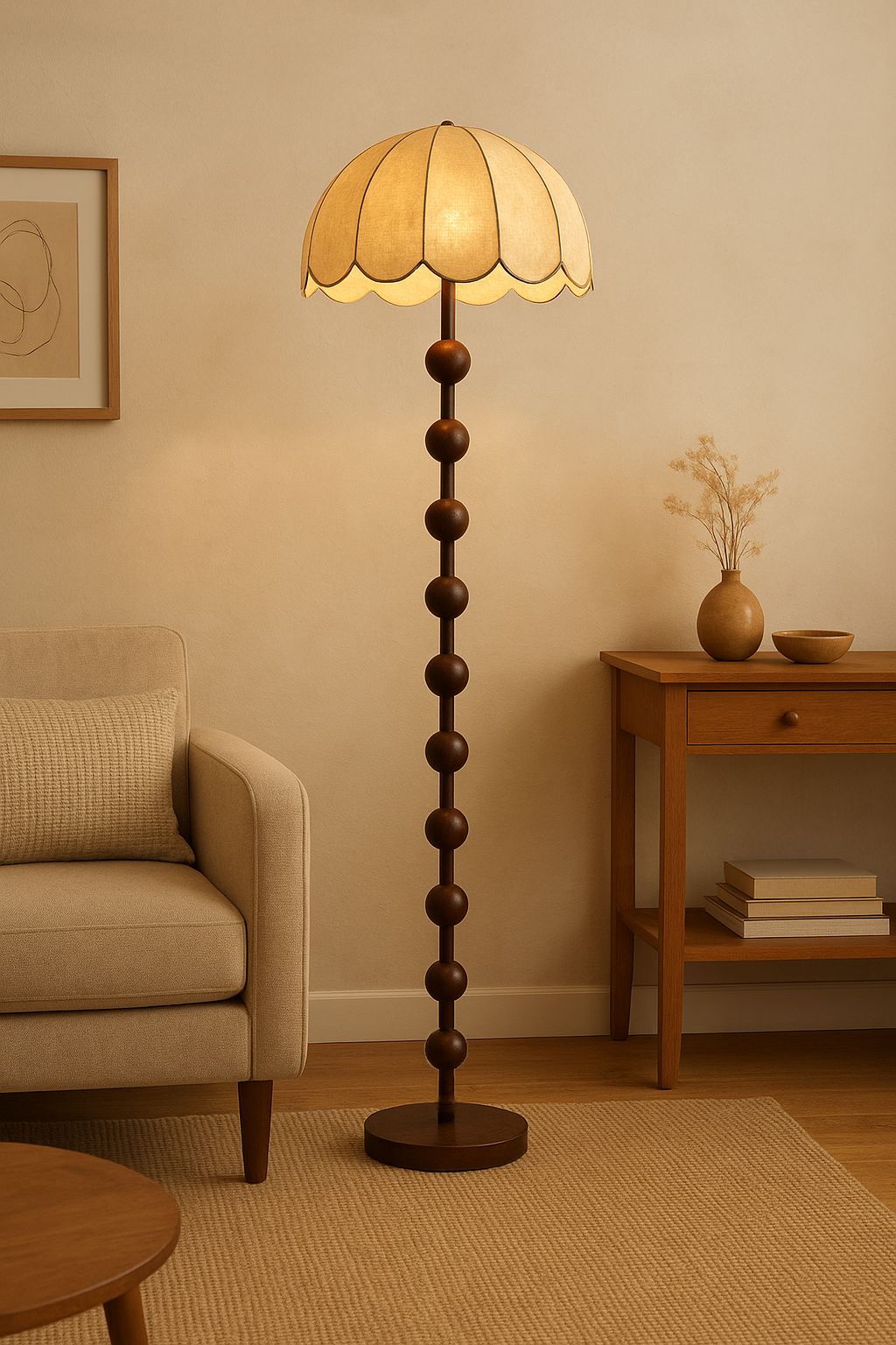 CGC VIOLA Floor Lamp with Scalloped Lampshade