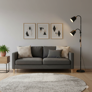 CGC NOOR Black Adjustable Twin Head Floor Lamp