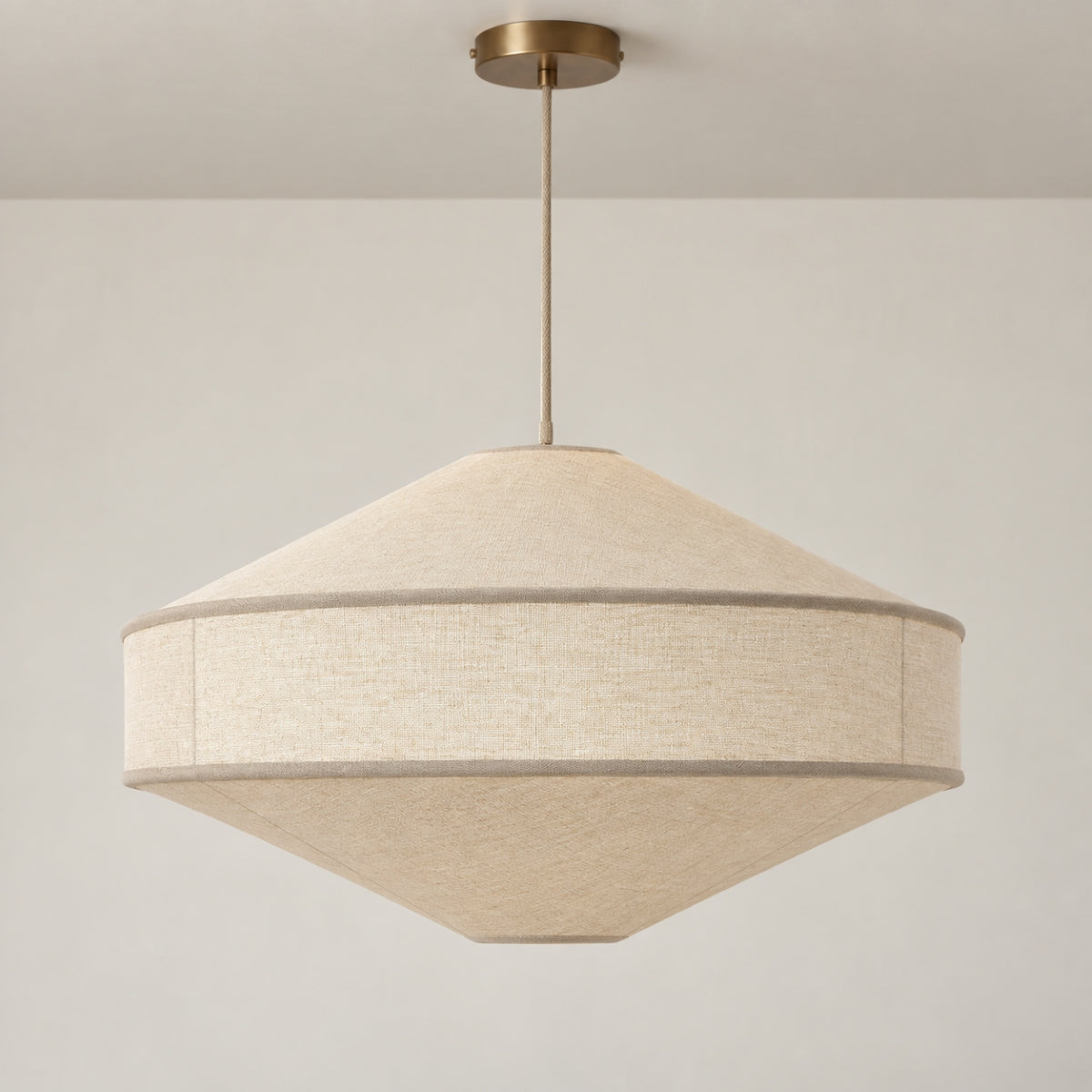 CGC LIBBY Extra Large 60cm Geometric Oatmeal Stretch Linen Fabric Lampshade