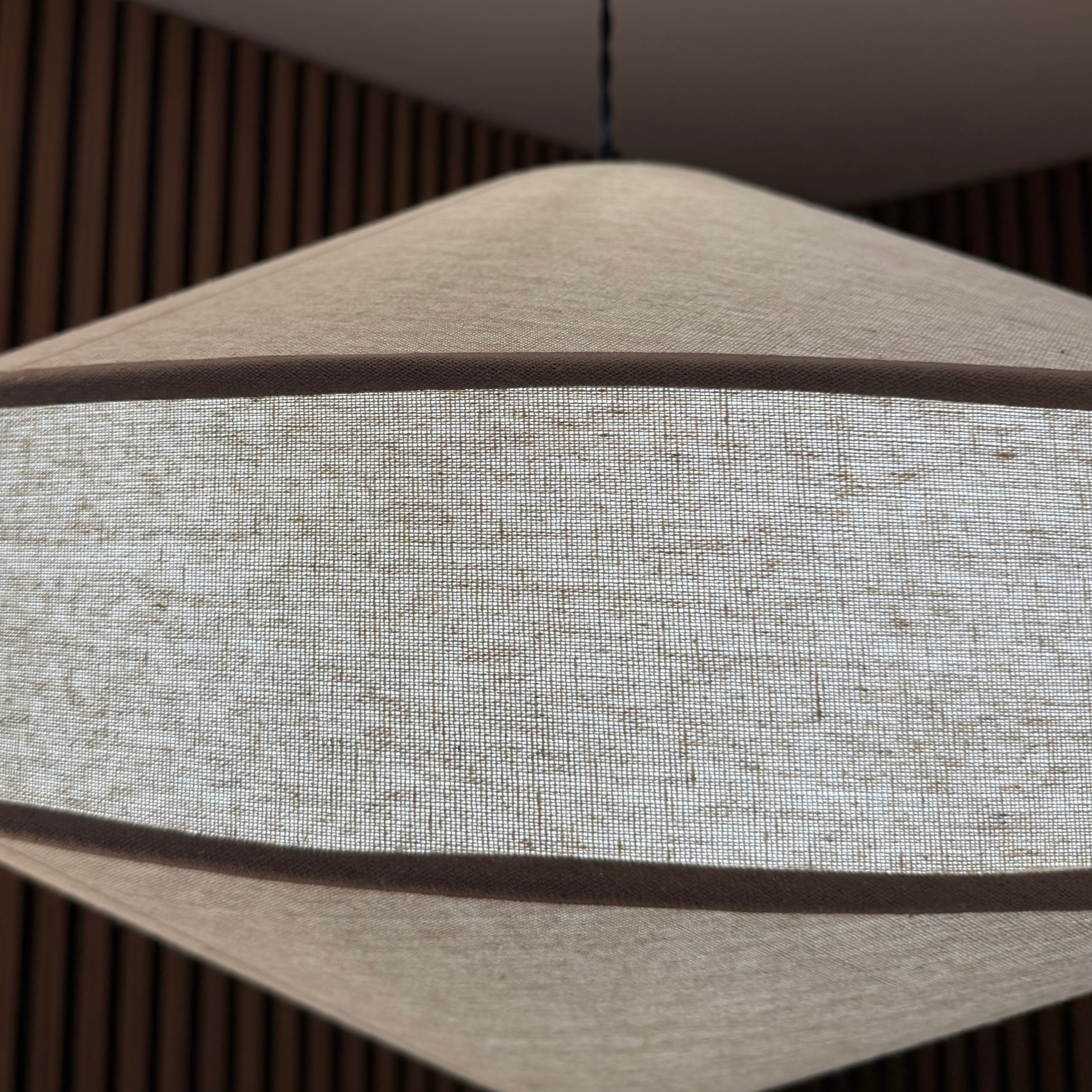 CGC LIBBY Extra Large 60cm Geometric Oatmeal Stretch Linen Fabric Lampshade