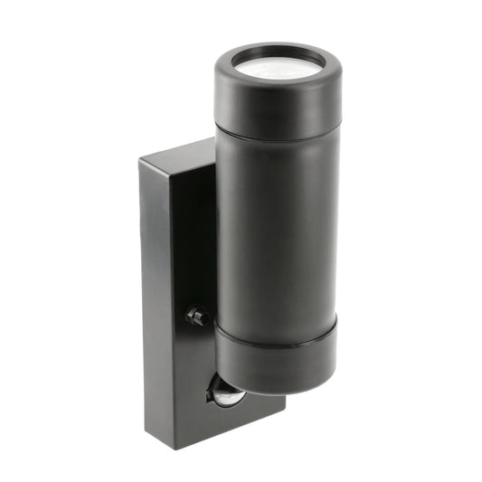 Our Valentine black outdoor wall mounted up and down cylinder outdoor light with motion sensor would look perfect in a modern or more traditional home design. Outside wall lights can provide atmospheric light in your garden, at the front door or on the terrace as well as a great security solution.