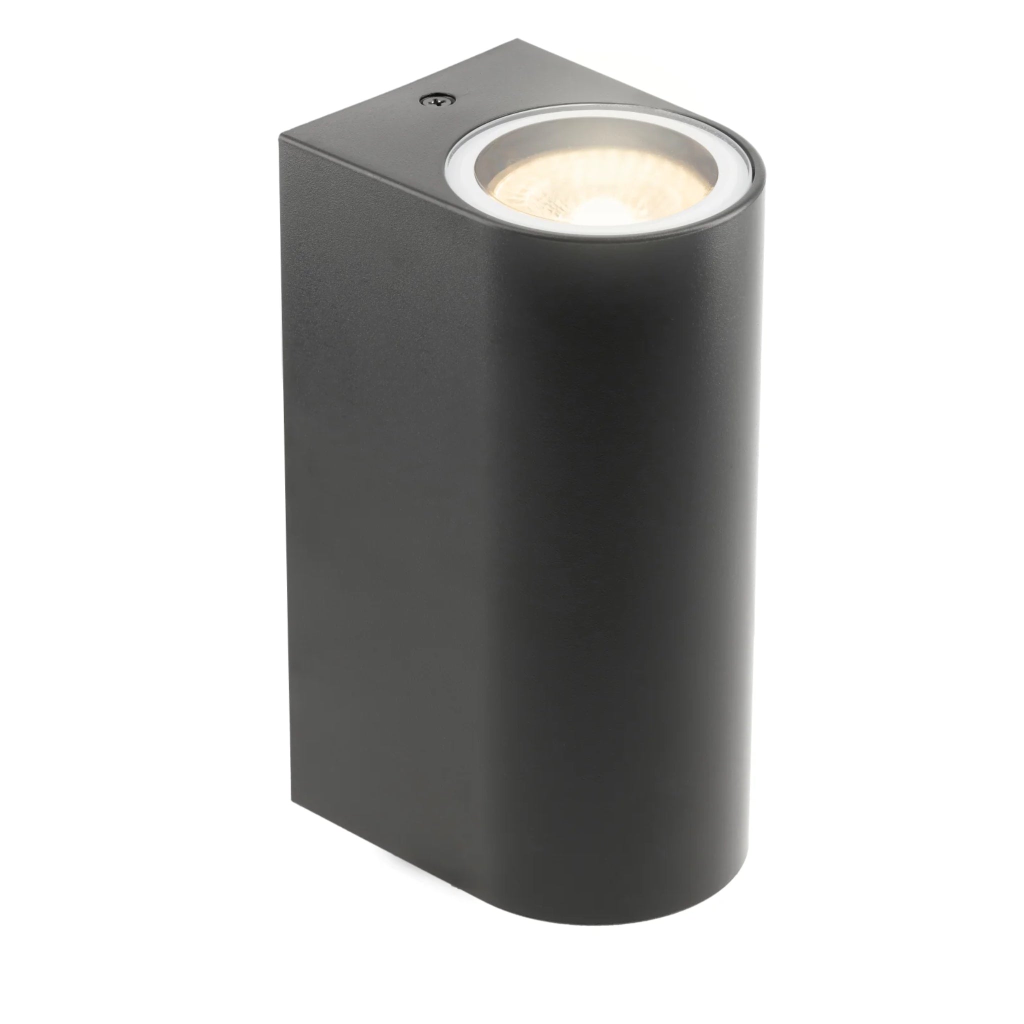 Our Eileen black wall mounted curved double outdoor spotlight light would look perfect in a modern or more traditional home design. Outside wall lights can provide atmospheric light in your garden, at the front door or on the terrace as well as a great security solution. It is designed for durability and longevity with its robust material producing a fully weatherproof and water resistant light fitting.