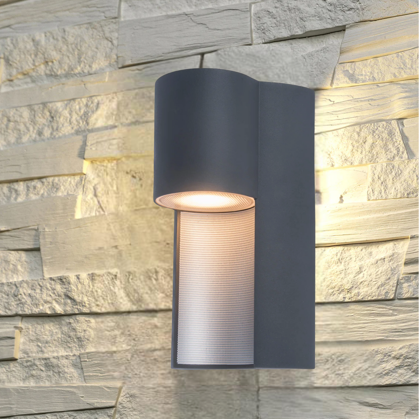 ﻿Our Gemma dark grey outdoor curved wall light would look perfect in a modern or more traditional home design. Outside wall lights can provide atmospheric light in your garden, at the front door or on the terrace as well as a great security solution. It is designed for durability and longevity with its robust material producing a fully weatherproof and water resistant light fitting. Use LED bulbs to make this light energy efficient and low cost to run