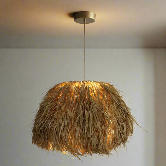 CGC Gilli Large Natural Raffia Grass  67 cm Lampshade Easy Fit Pendant Light Shade