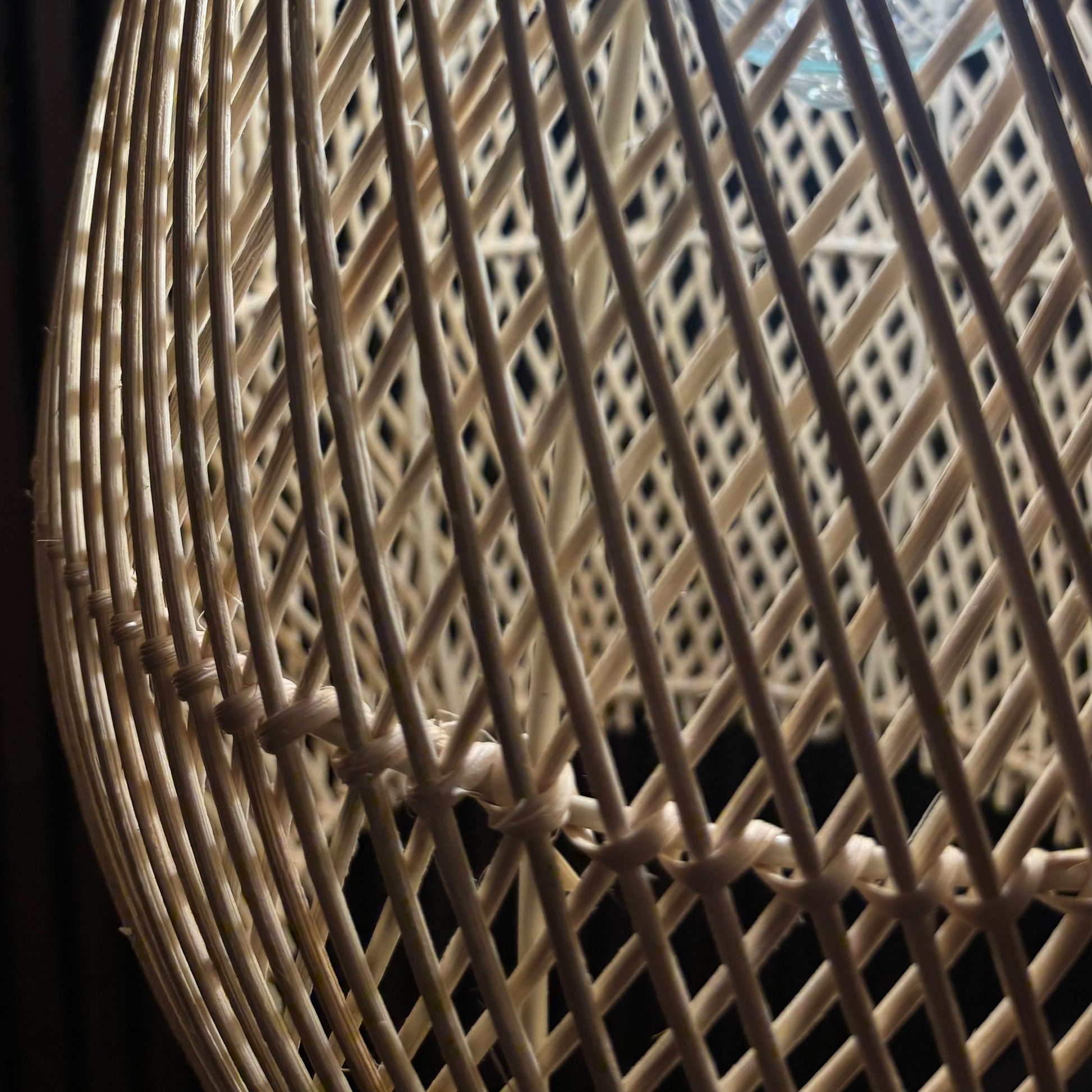 Close-up of a wicker basket with a blurred background