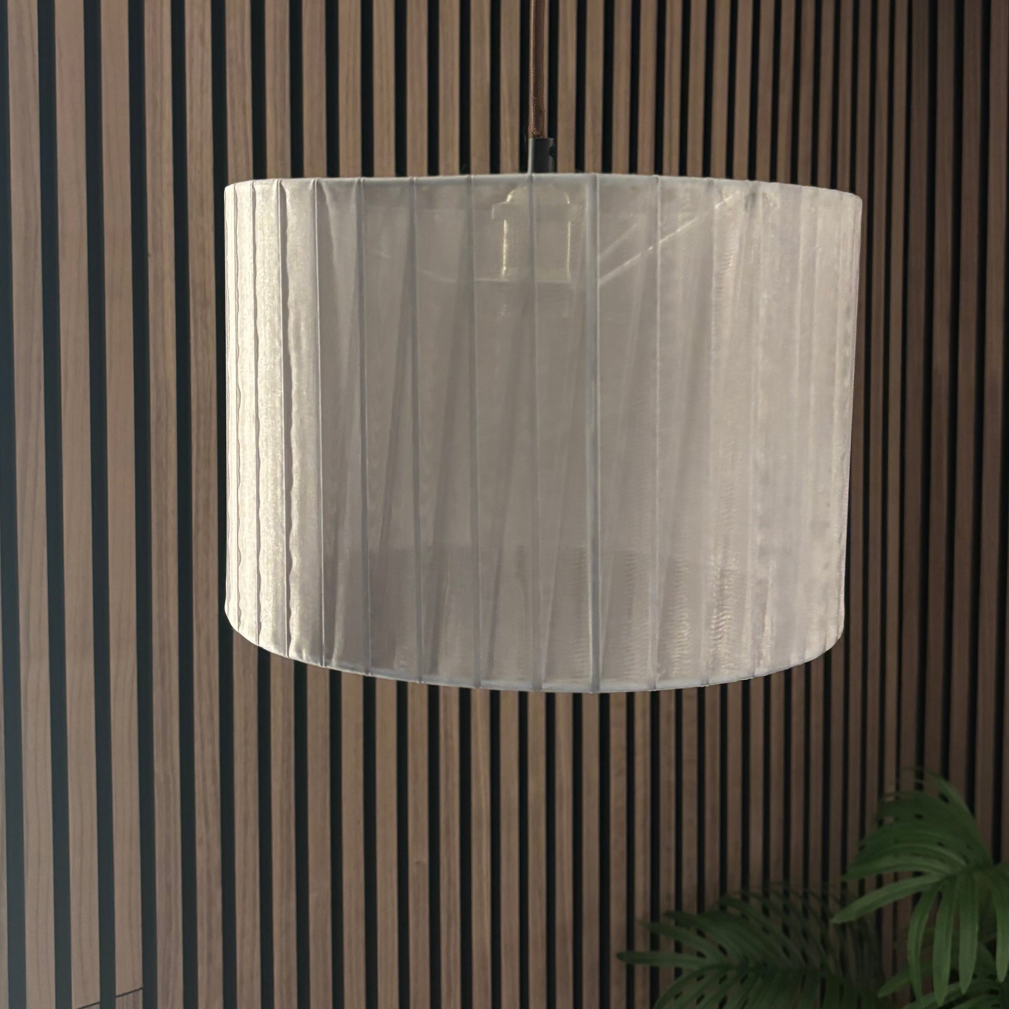 CGC Sylvie Silk Pleated Grey Round Drum Lamp Shade