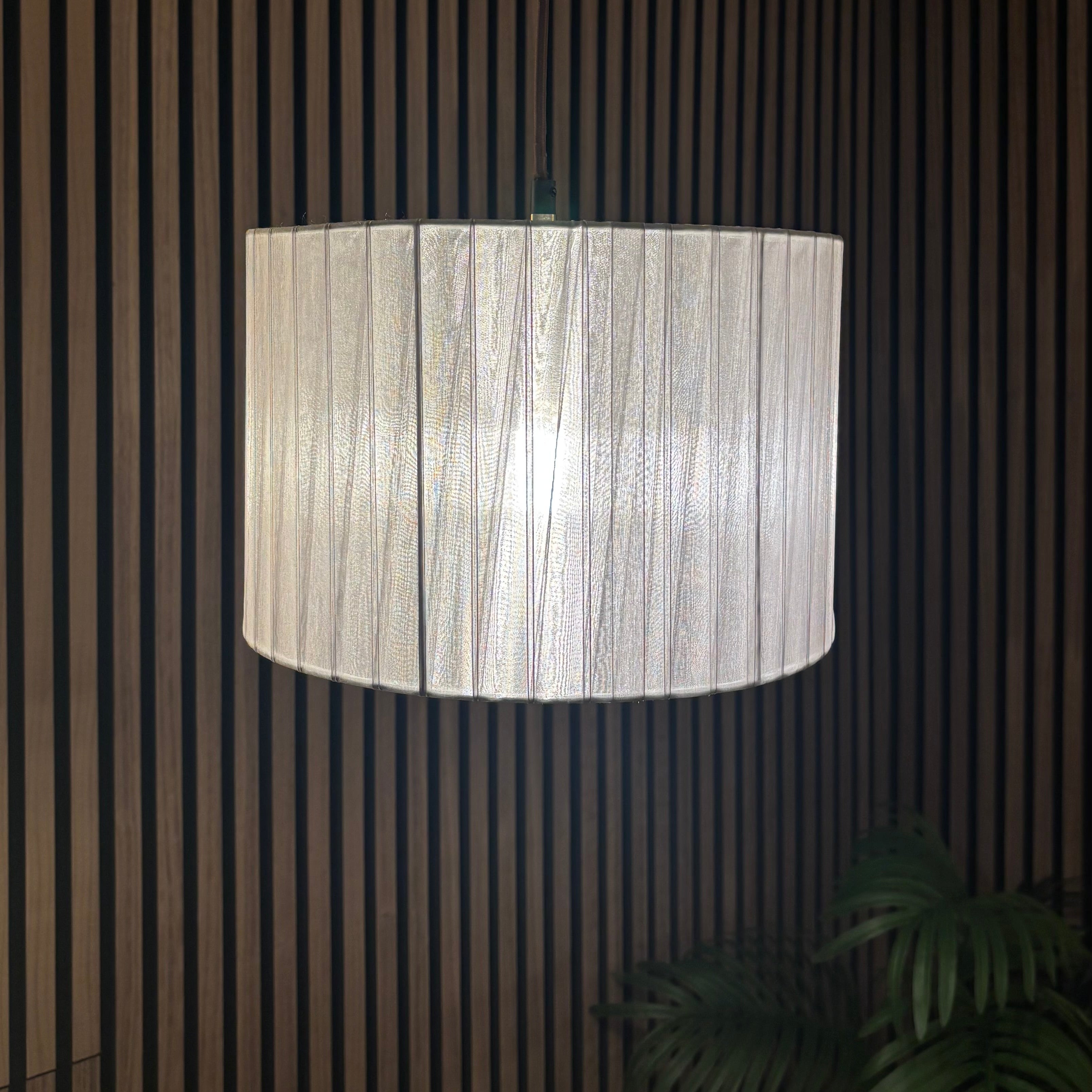 CGC Sylvie Silk Pleated Grey Round Drum Lamp Shade