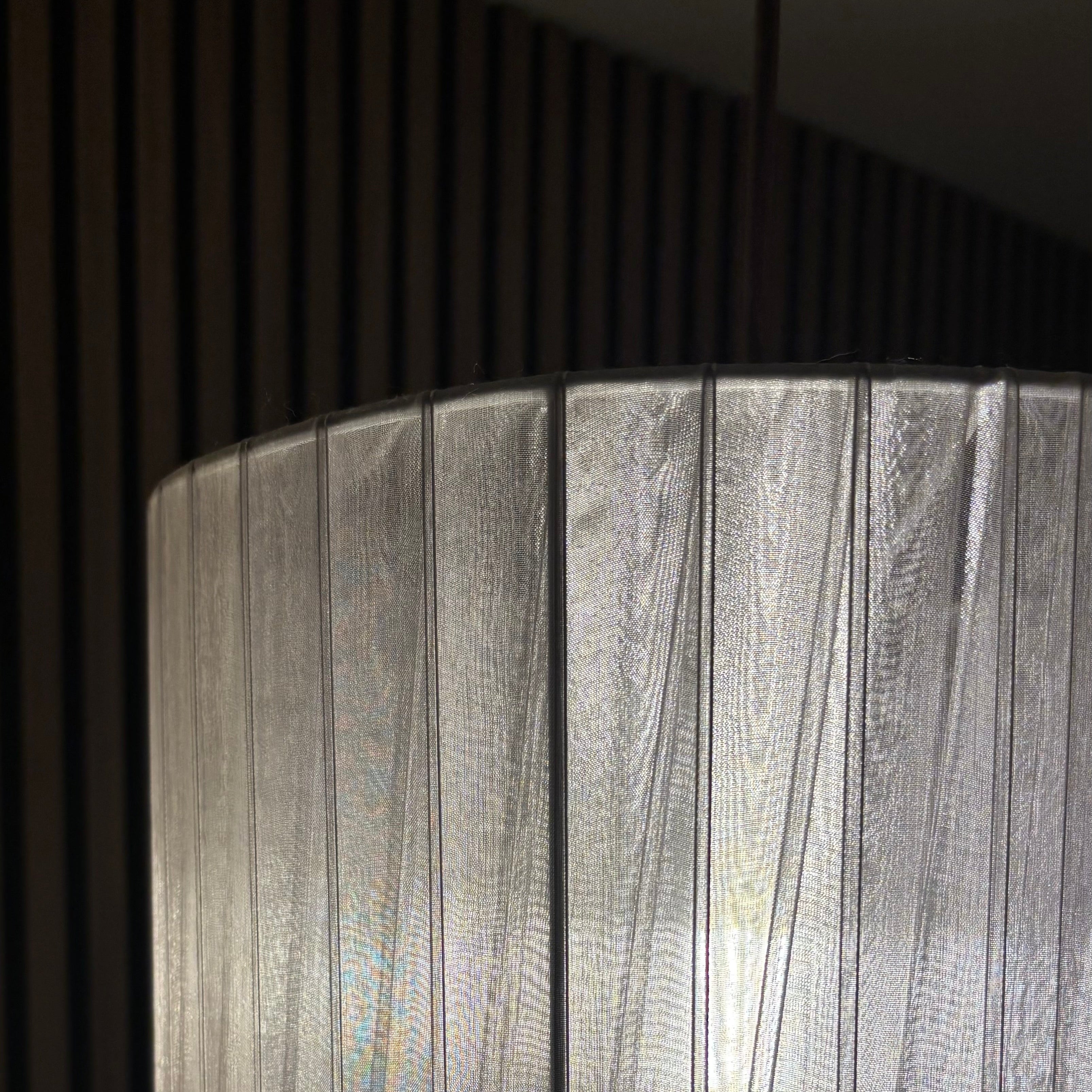 CGC Sylvie Silk Pleated Grey Round Drum Lamp Shade