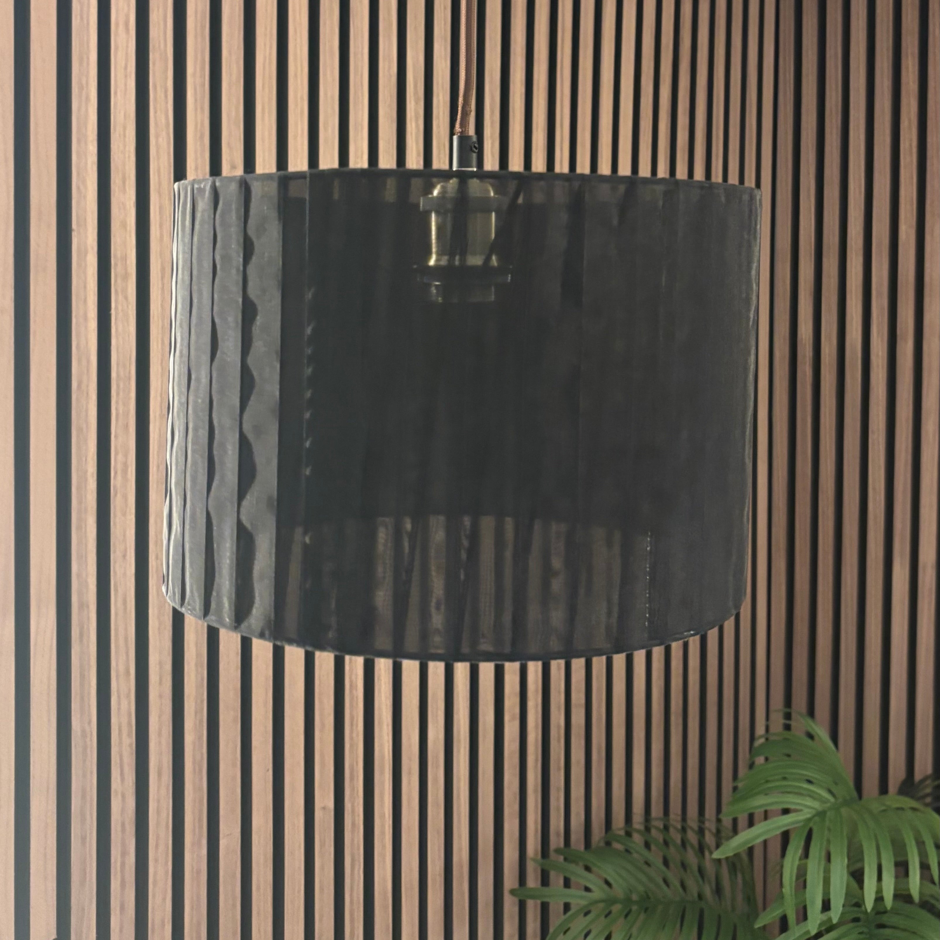 CGC Sylvie Silk Pleated Black Round Drum Lamp Shade
