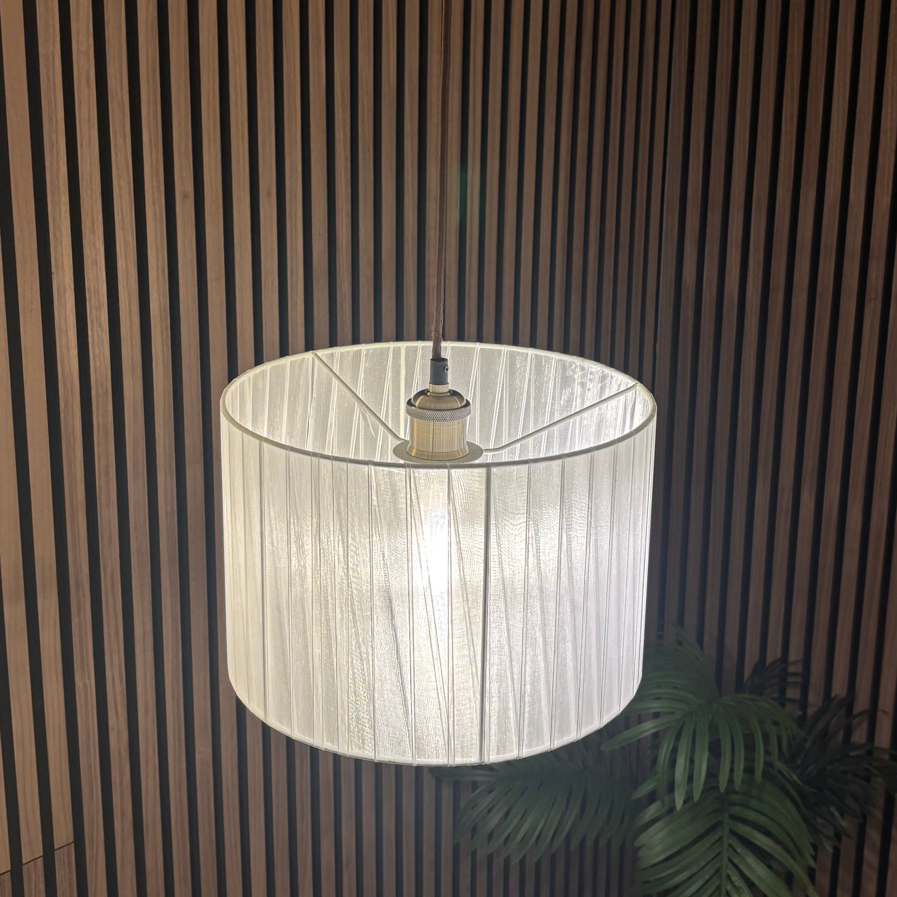 CGC Sylvie Silk Pleated Cream Round Drum Lamp Shade