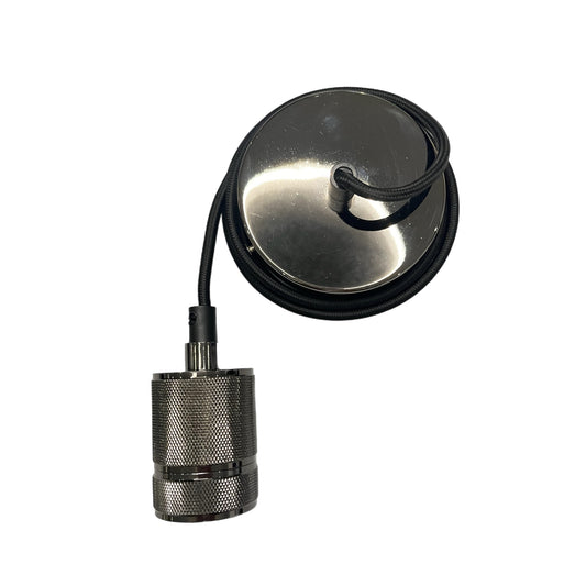 CGC SYDNEY Black Knurled Single Band 1.5m adjustable E27 Ceiling Pendant and Matching ceiling Rose