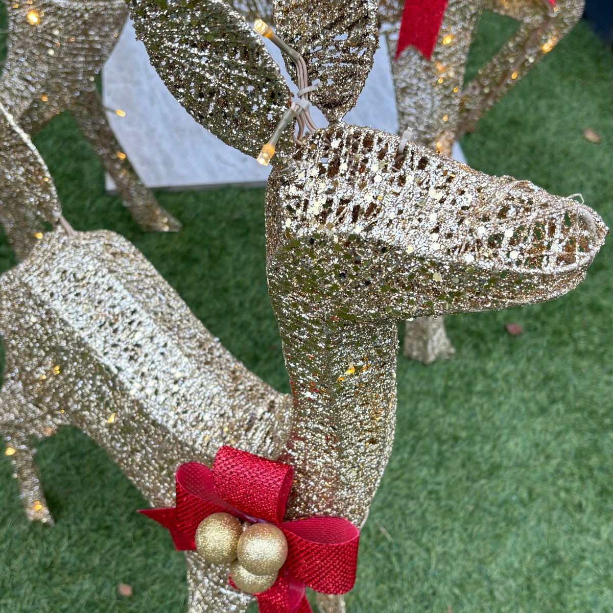 CGC LED Three Piece Gold Reindeer Family Set Outdoor Christmas Light Festive Set