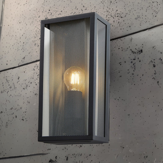 A modern take on a traditional design outdoor wall light perfect for adding style and security The traditional front-door lantern has had a modern make over in the form of our Silas outdoor wall light with its square grey anthracite metal construction and completed with a silver insert and clear windows this light this is sure to add an statement to any wall. 