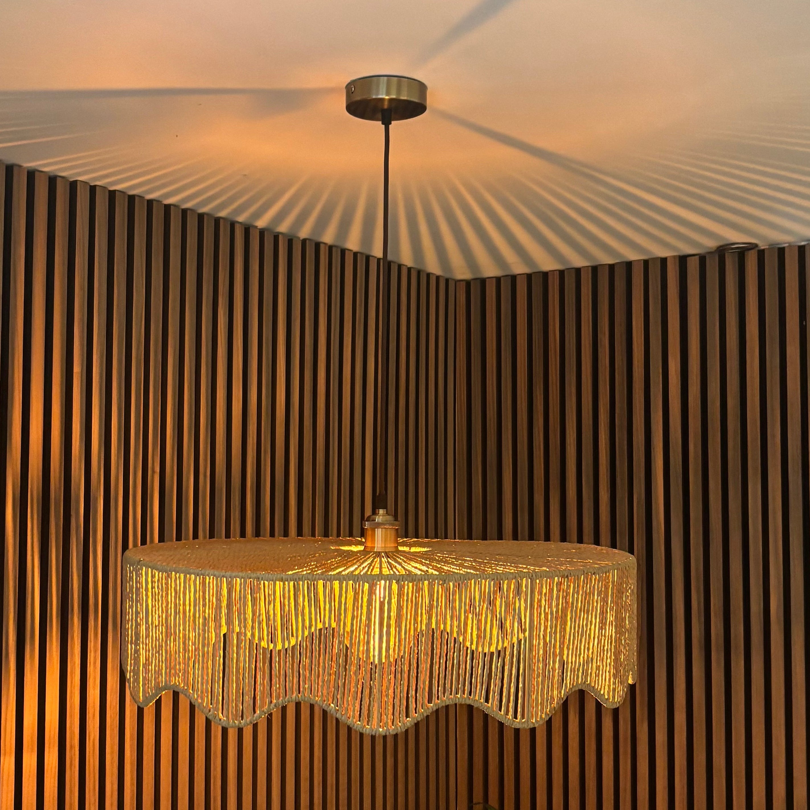 CGC Francesca Large 60cm Natural String Round Scallop Woven Easy Fit Lampshade