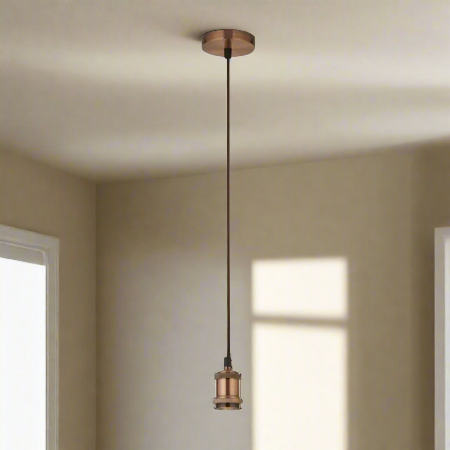 CGC CASSIE Copper 1.5m Adjustable E27 Ceiling Suspension Cable Pendant and Matching Ceiling Rose