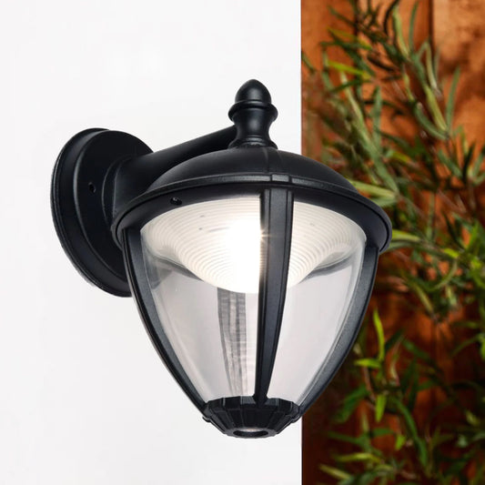 Our Cindy lantern wall light delivers on style and durability and is a smart choice for your exterior lighting. With its black aluminium construction teamed with clear panes, this lantern is hardwearing and rust and weatherproof. Built for life outdoors, it has an IP44 rating which means it can withstand the harshest of weather conditions. For sophisticated yet robust outdoor lighting, our Cindy black outdoor traditional lantern is a strong contender.