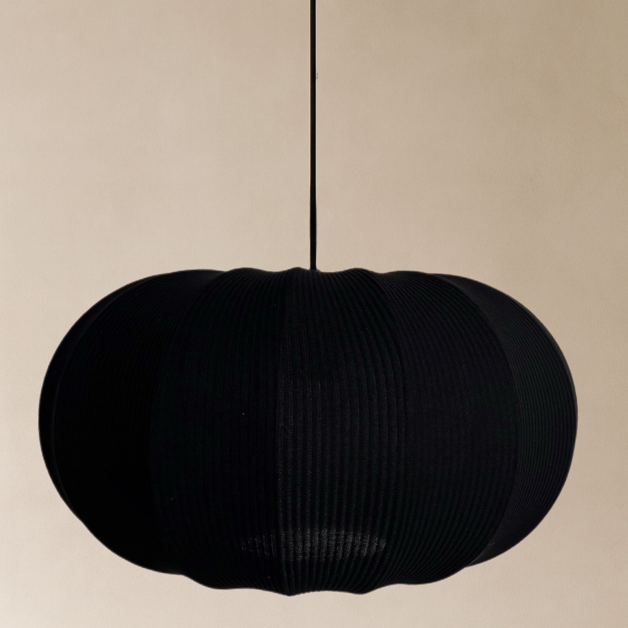 CGC LILA Black Oval Stretch Ribbed Cotton Fabric Lampshade