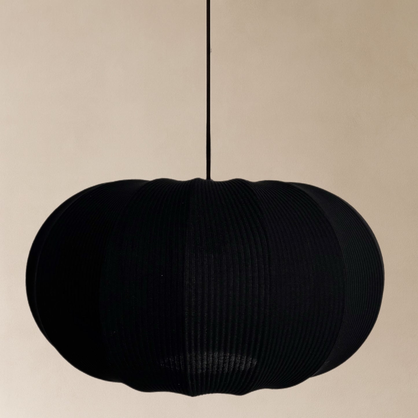 CGC LILA Black Oval Stretch Ribbed Cotton Fabric Lampshade