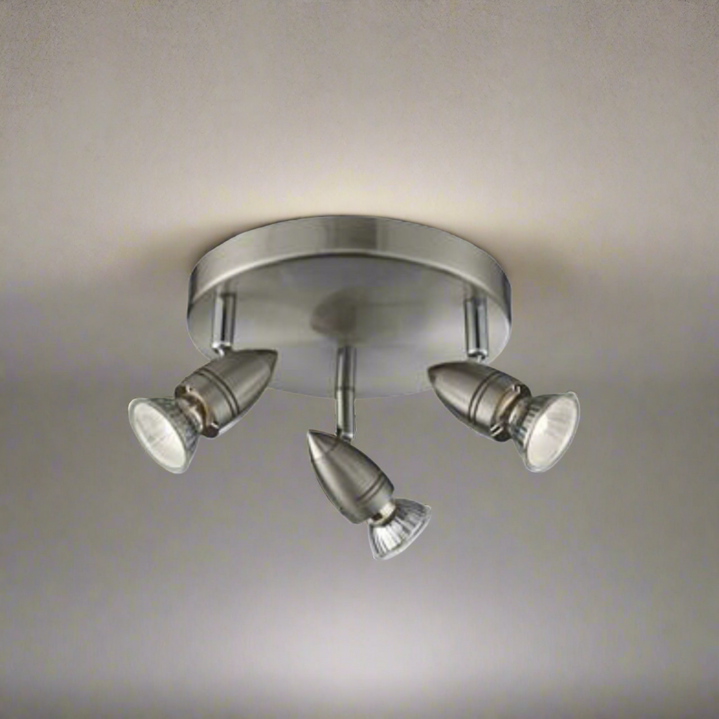 CGC RON 3 Head GU10 Satin Stainless Steel Ceiling Light Flush Spotlight