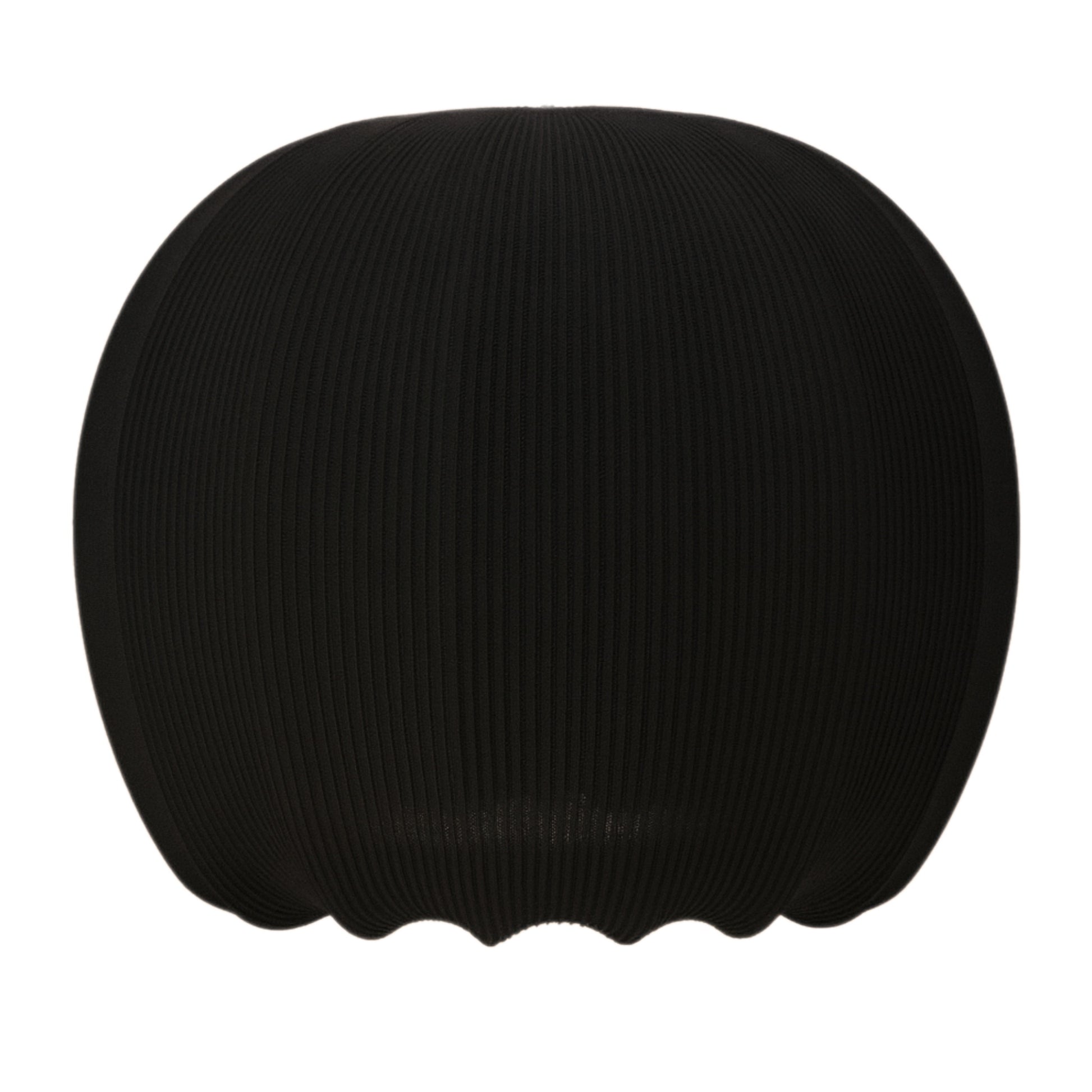 Black ribbed cushion on a white background