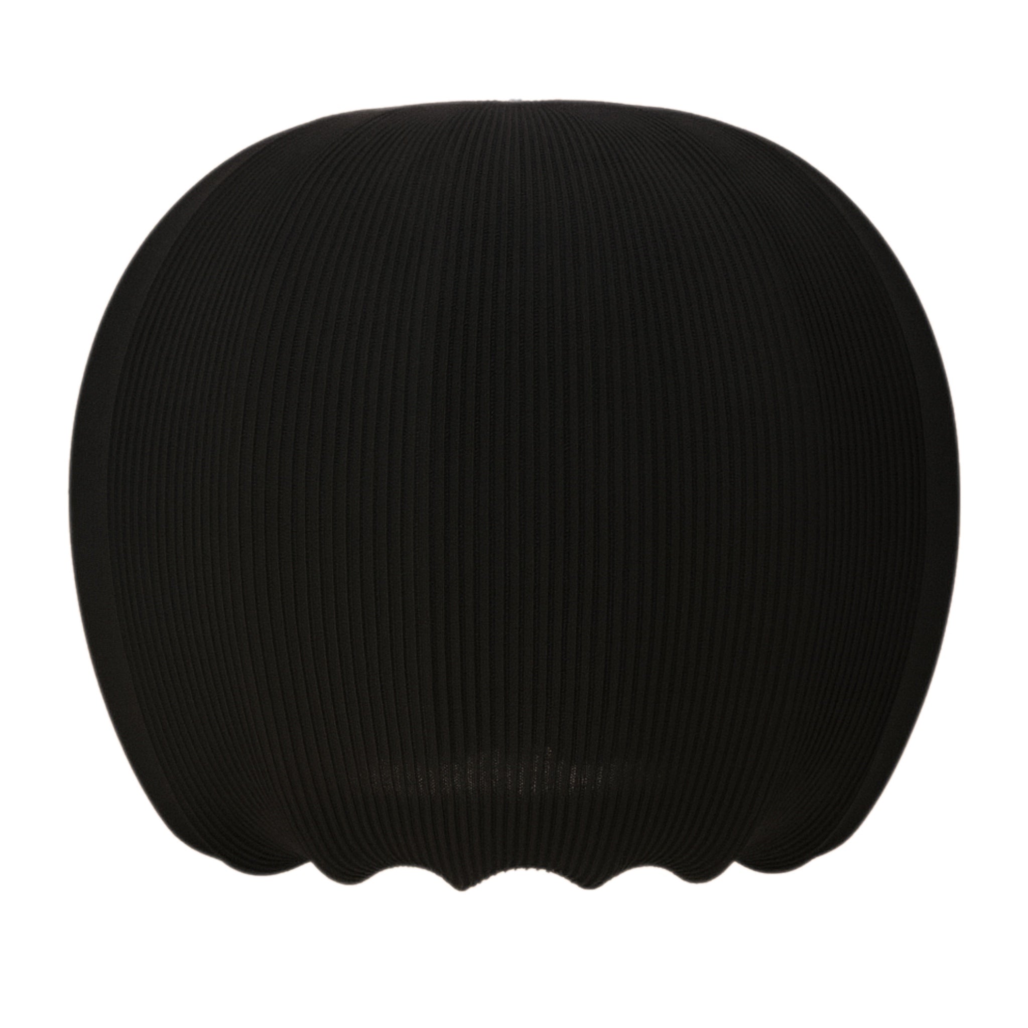 Black ribbed cushion on a white background