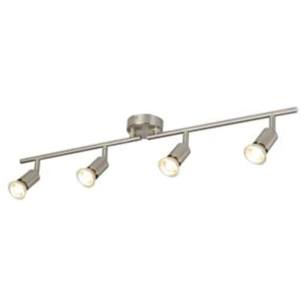 Our Kendal 4 Light Spotlight Bar is the perfect addition to your interior lighting arrangements, finished in satin silver it's perfect for adding a sleek lighting design to your room. The modern design features 2 adjustable arms which are fitted with 4 adjustable light heads and perfect for lighting your kitchen – ensuring all spaces are efficiently illuminated with a practical task light that can be adjusted to your needs.