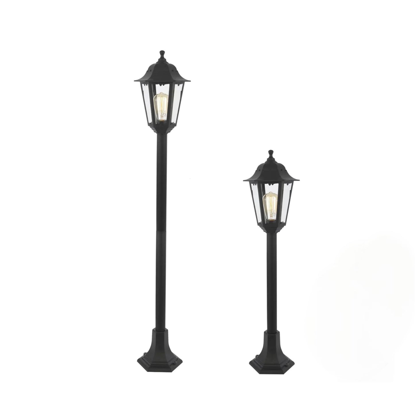 CGC YASMIN Black Outdoor Traditional Lantern Style Tall Post Light