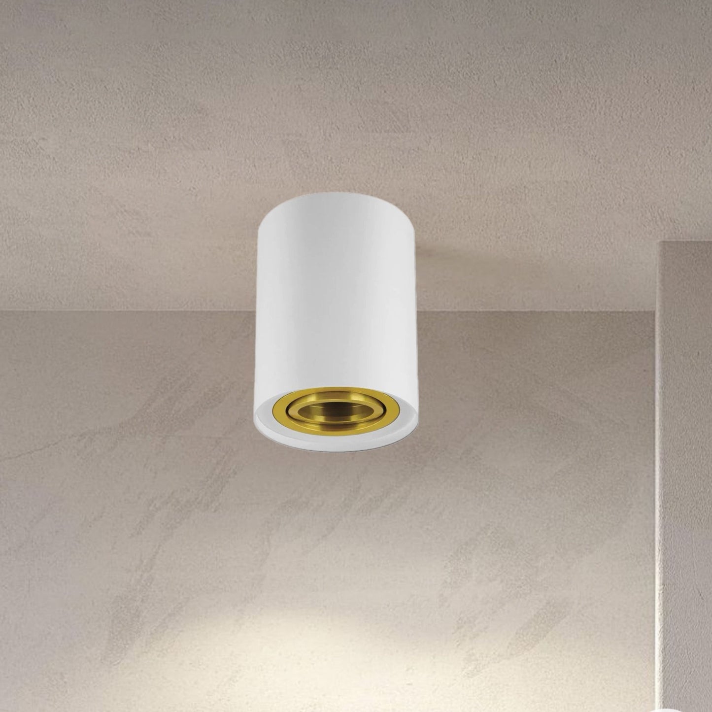 Our Prince adjustable ceiling spot light has a sleek and modern circular design with a powder coated exterior and gold interior. A simple, white ceiling spotlight is a perfect complement to classic or modern interiors. Ideal for the kitchen, dining room, bedroom, or living room. It has an IP20 rating, indicating that it is dustproof.