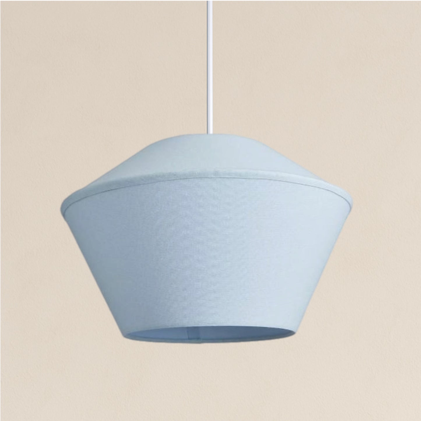 Light blue pendant lamp on a beige background