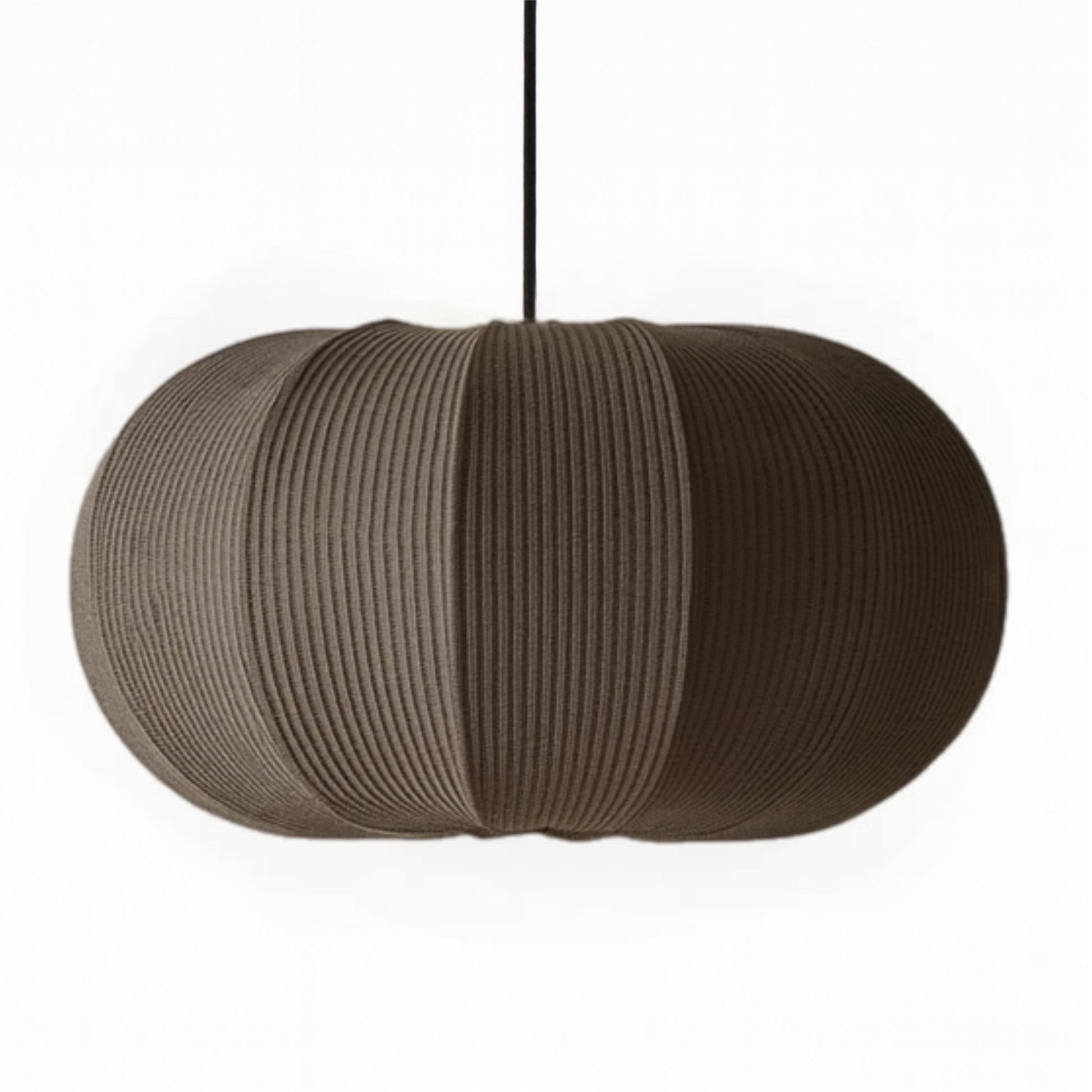 Textured brown pendant light on a white background