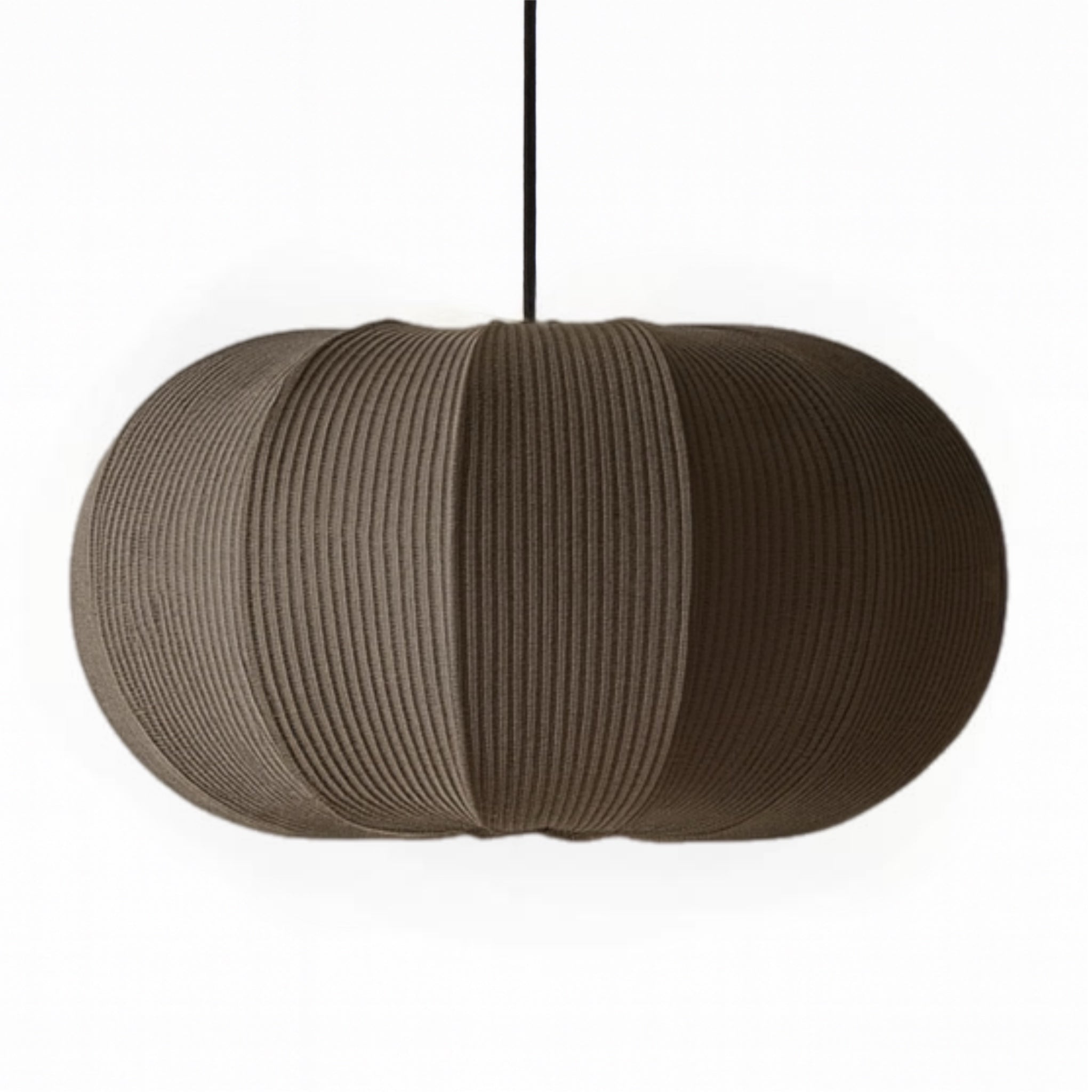 Textured brown pendant light on a white background
