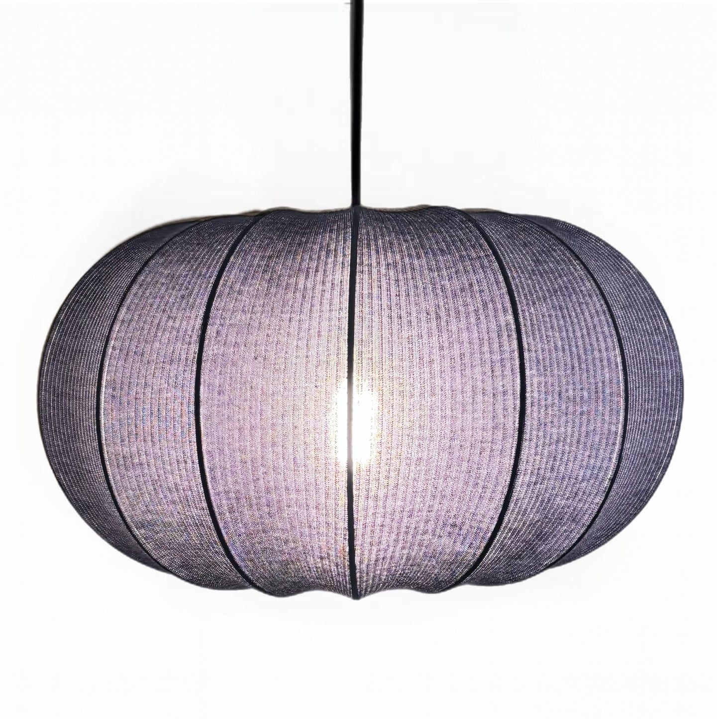 CGC LILA Navy Oval Ribbed Stretch Cotton Fabric Lampshade