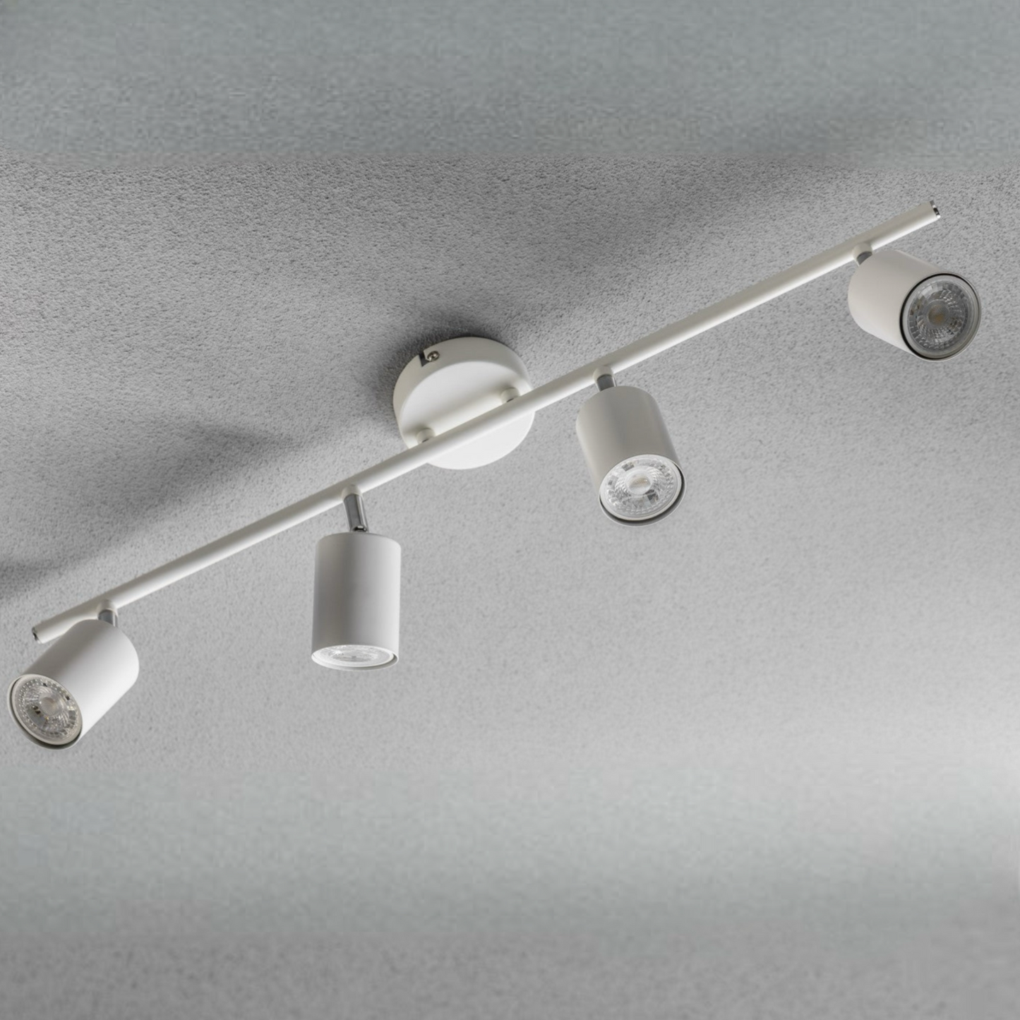 Our Jack 4 Light Spotlight Bar is the perfect addition to your interior lighting arrangements, finished in white it's perfect for adding a sleek lighting design to your room. The modern design features 4 adjustable light heads perfect for lighting your kitchen – ensuring all spaces are efficiently illuminated with a practical task light that can be adjusted to your needs.