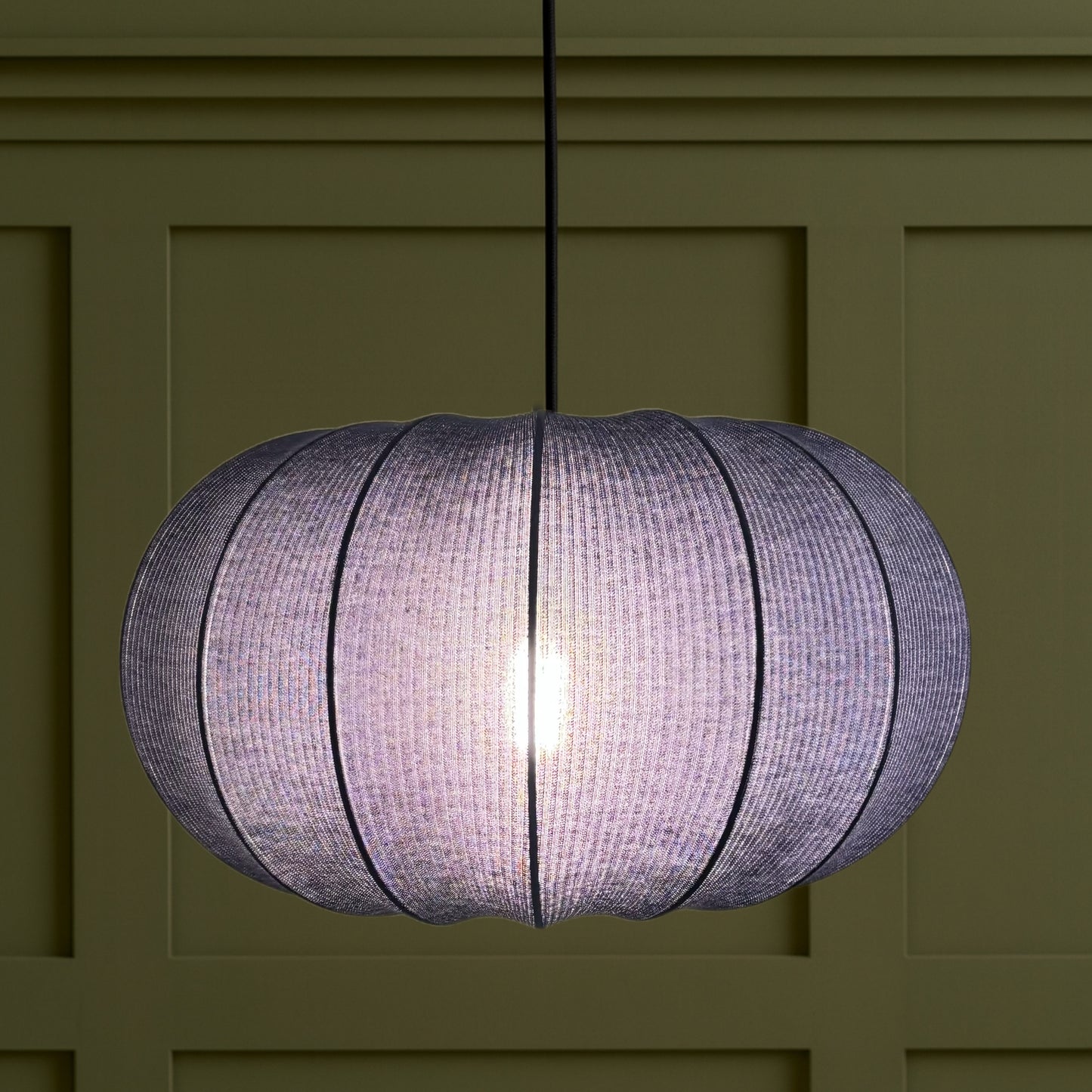 CGC LILA Navy Oval Ribbed Stretch Cotton Fabric Lampshade