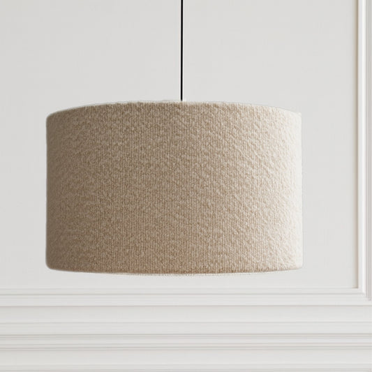 Beige textured lampshade on a white background