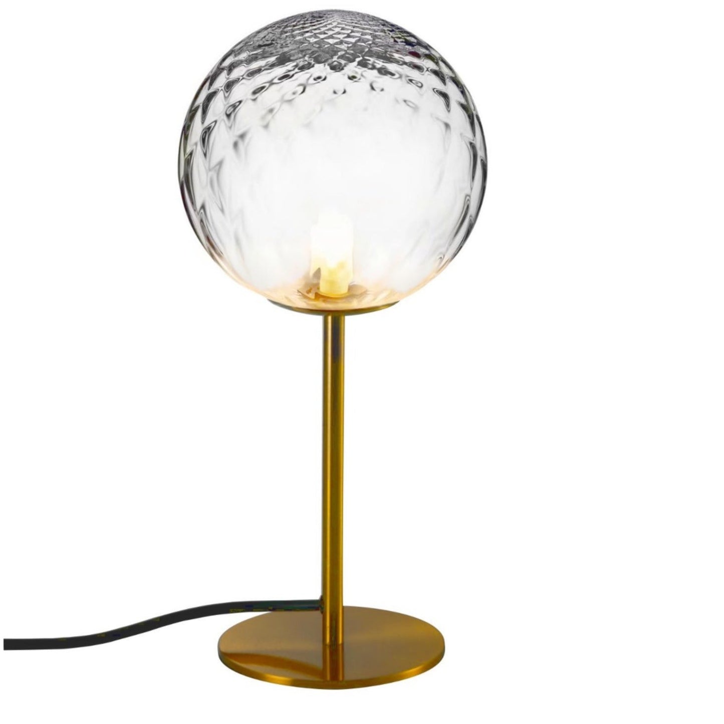 Introducing our Dixon table lamp with its elegant crystal and golden finish it will be sure to make a stylish addition to any living space. It features an ornate cut glass crystal globe design and is complimented by a brushed gold base that gives the light an undeniably luxurious style.