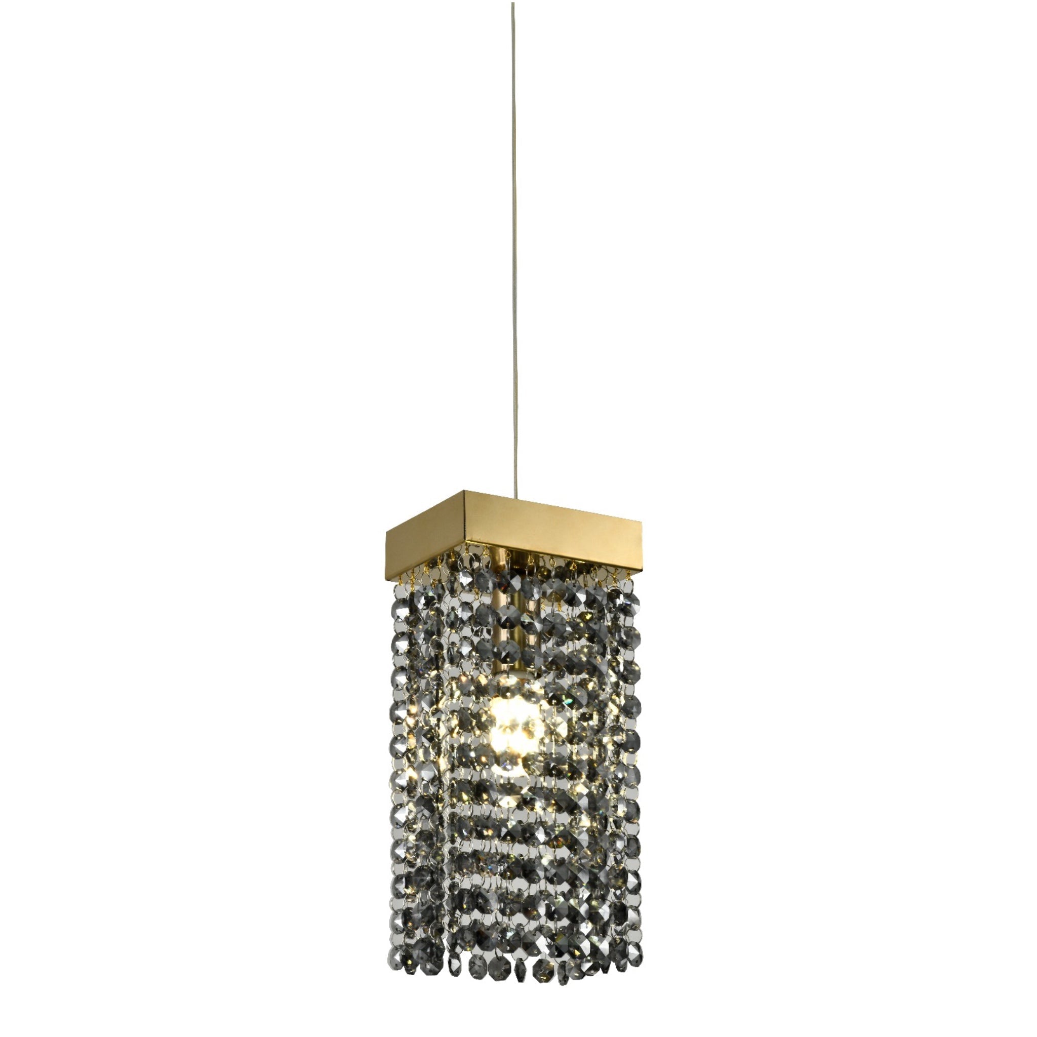 CGC ASTLEY Gold and Grey Smoked Crystal Droplets Adjustable Height Ceiling Pendant Light