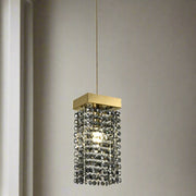 CGC ASTLEY Gold and Grey Smoked Crystal Droplets Adjustable Height Ceiling Pendant Light