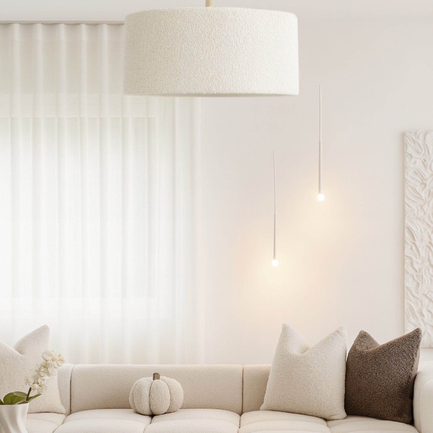 CGC PETRA 45cm Large White Boucle Ceiling or Table Lamp Shade