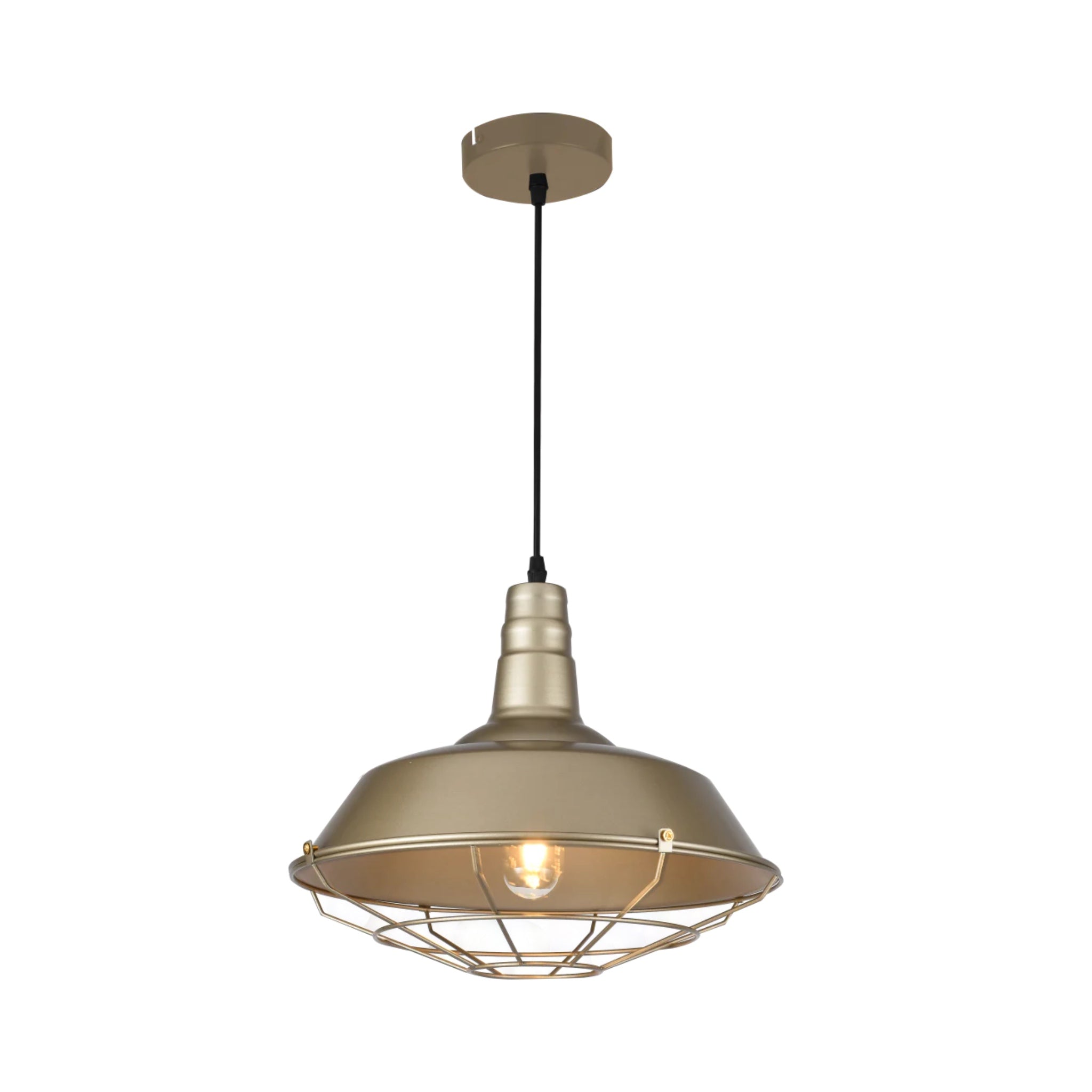 Our extra large Solen pendant light is a stylish addition suitable for every room, its metal cage shape creates amazing shadow effects on the ceiling and walls. The lamp looks great with a filament light bulb, especially in industrial and eclectic interiors.