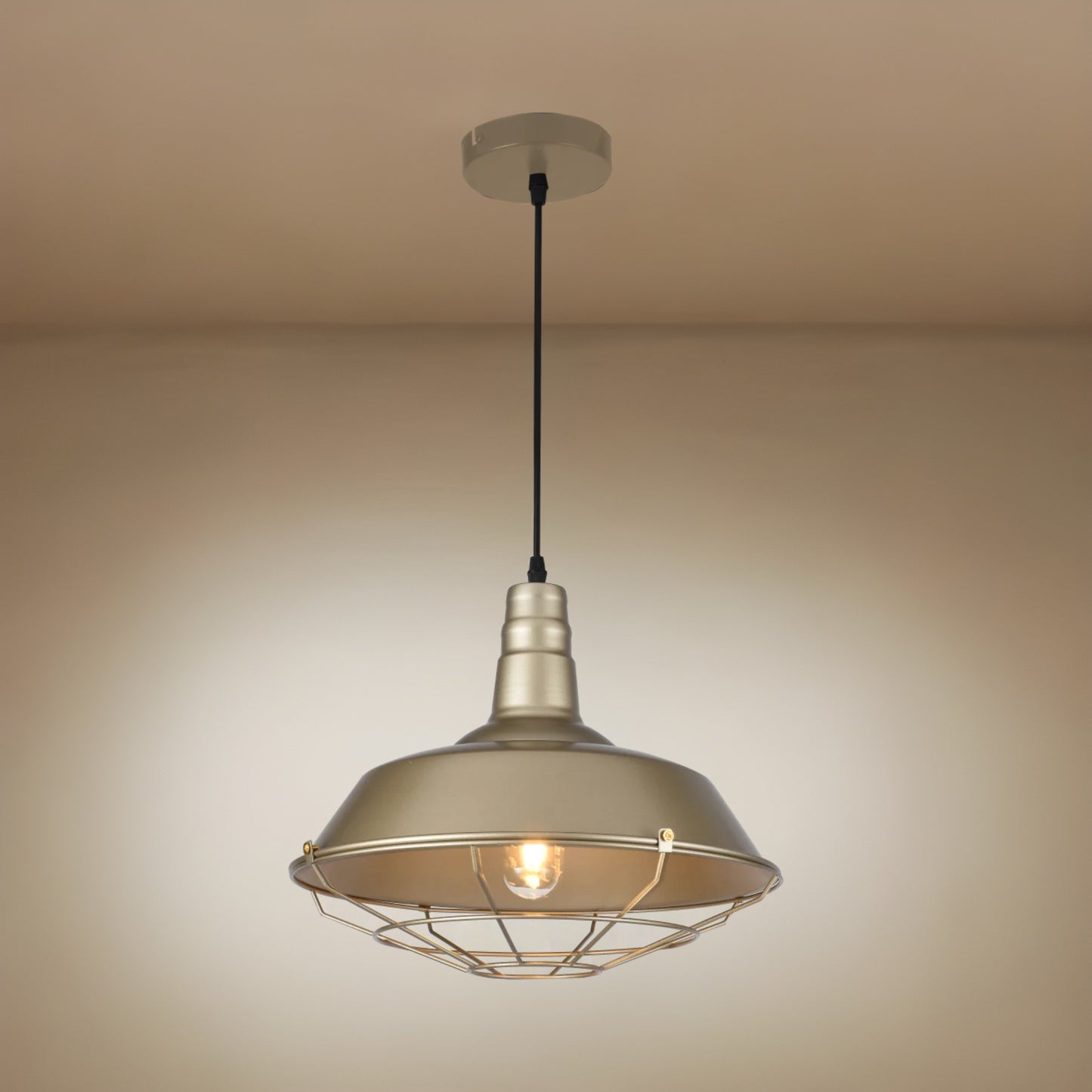 Our large Solen pendant light is a stylish addition suitable for every room, its metal cage shape creates amazing shadow effects on the ceiling and walls. The lamp looks great with a filament light bulb, especially in industrial and electric interiors.