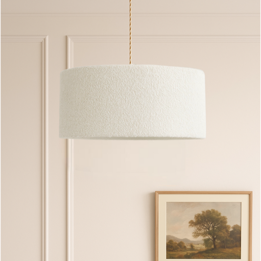 CGC PETRA 45cm Large White Boucle Ceiling or Table Lamp Shade