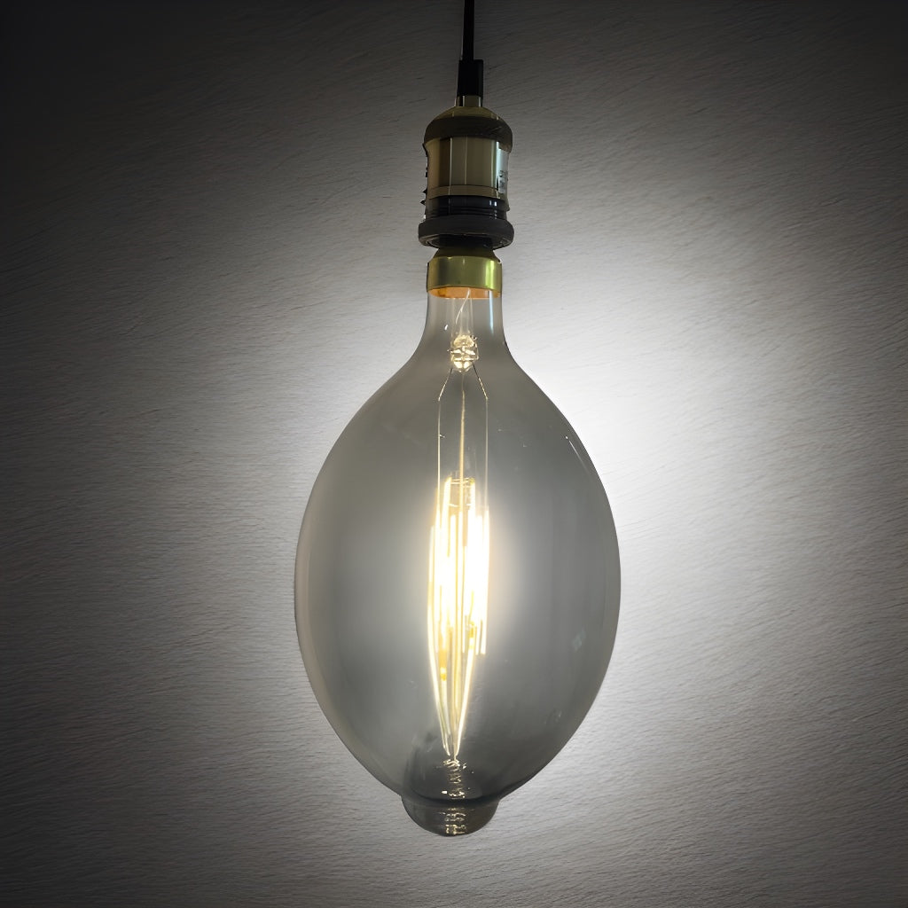 CGC JOHN Extra Large Smoked Glass Filament E27 LED Bulb Oval Globe Warm White Dimmable