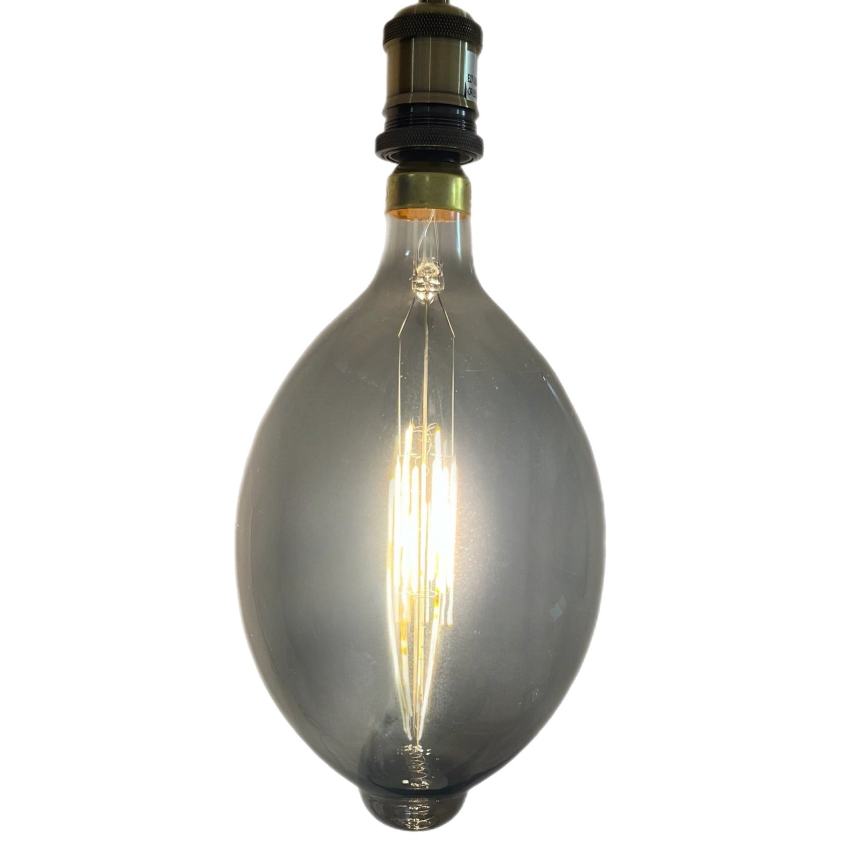 CGC JOHN Extra Large Smoked Glass Filament E27 LED Bulb Oval Globe Warm White Dimmable