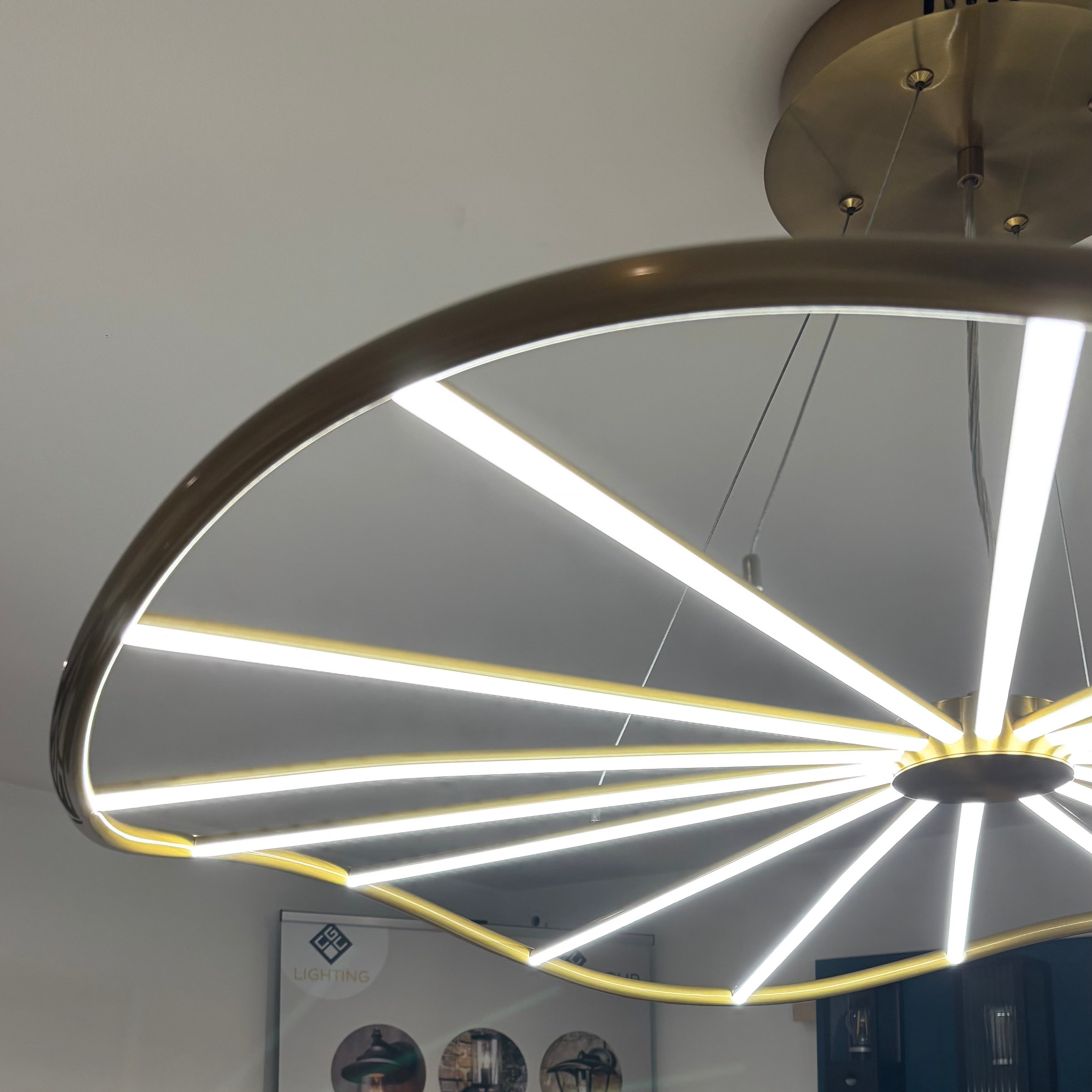 CGC PARAPLU 1 Wave 90cm Satin Gold LED Ceiling Pendant Light Chandelier