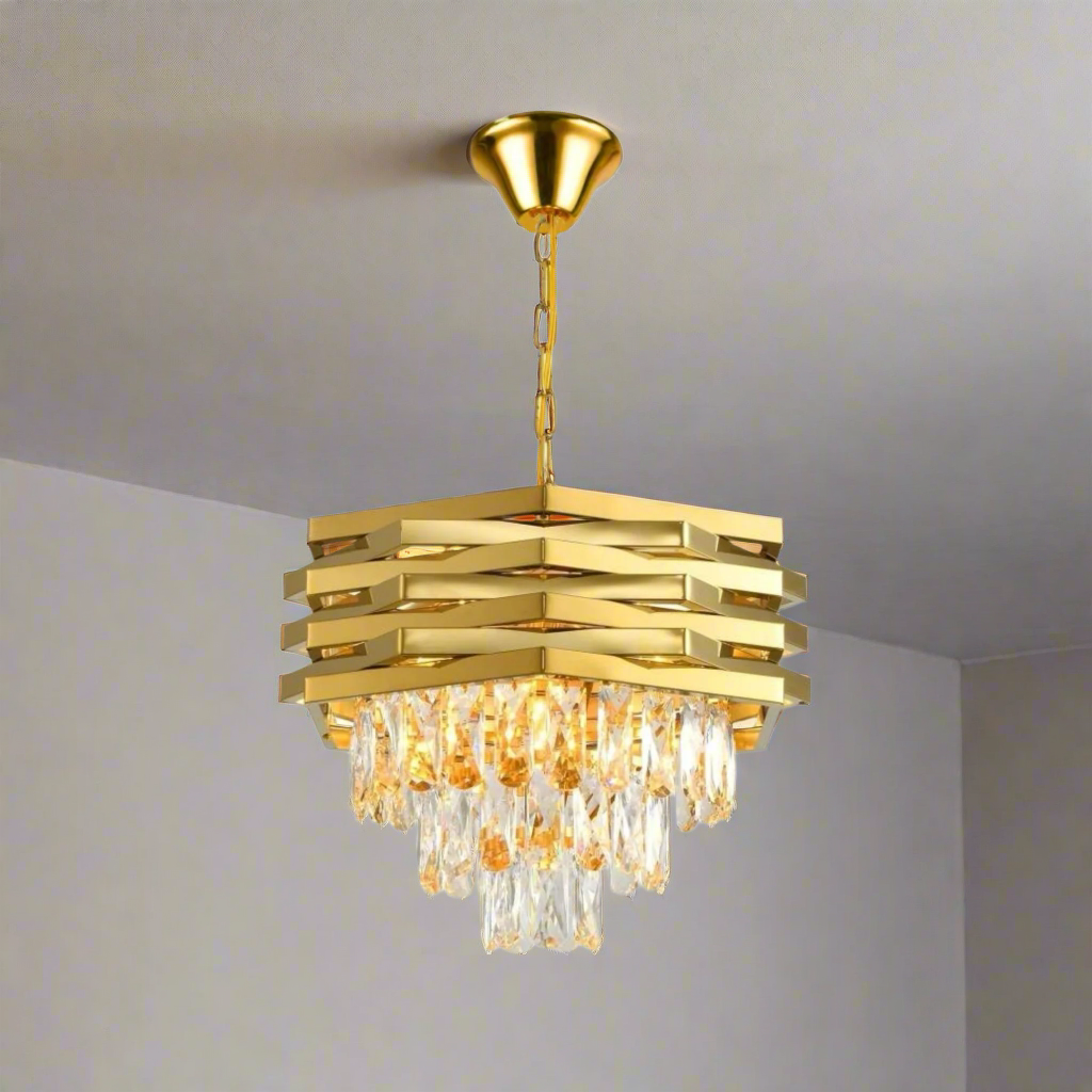 CGC KYLA Gold and Crystal adjustable ceiling light pendant