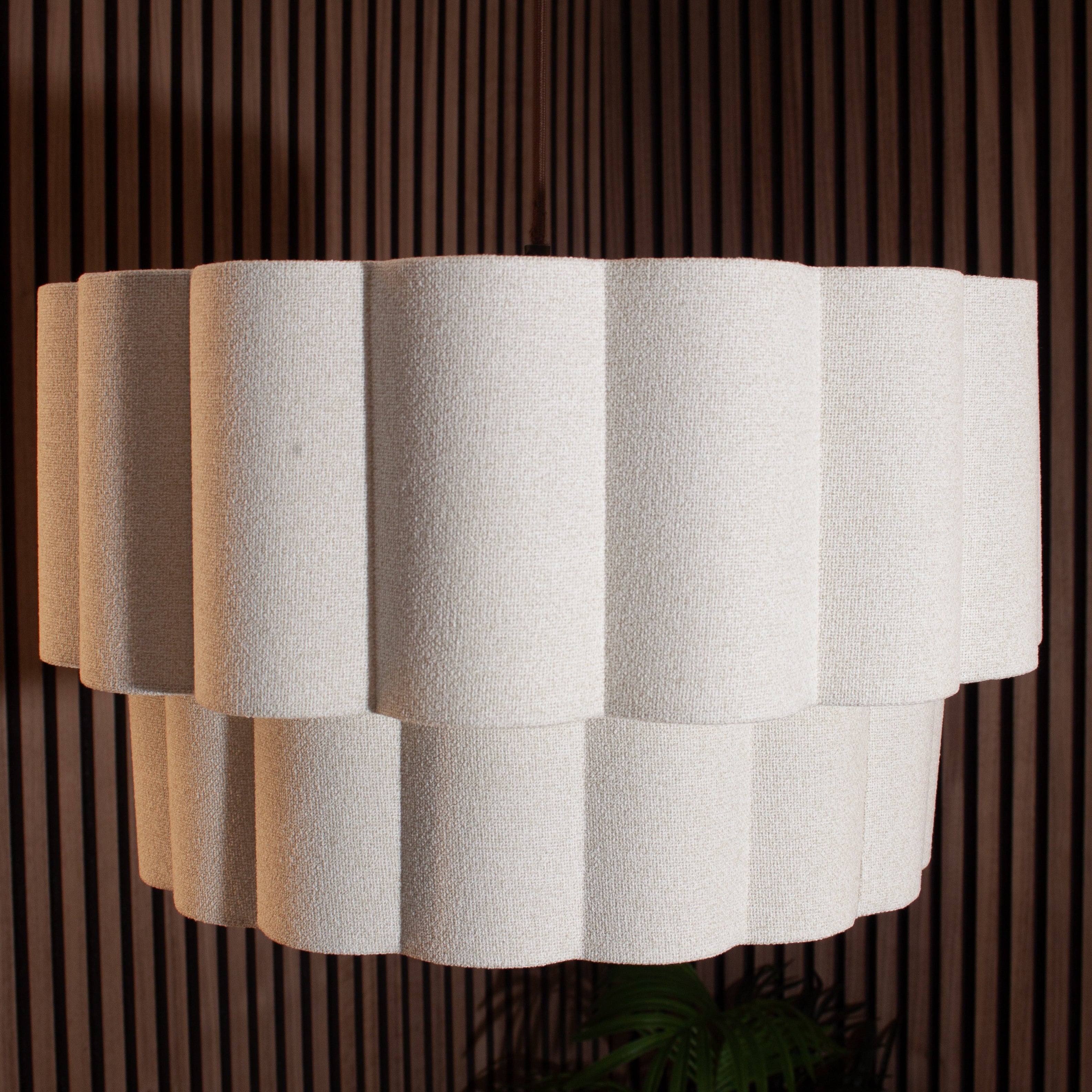 CGC Selina Scalloped Two Tier Cream Fine Linen Drum Lampshade Large 48cm