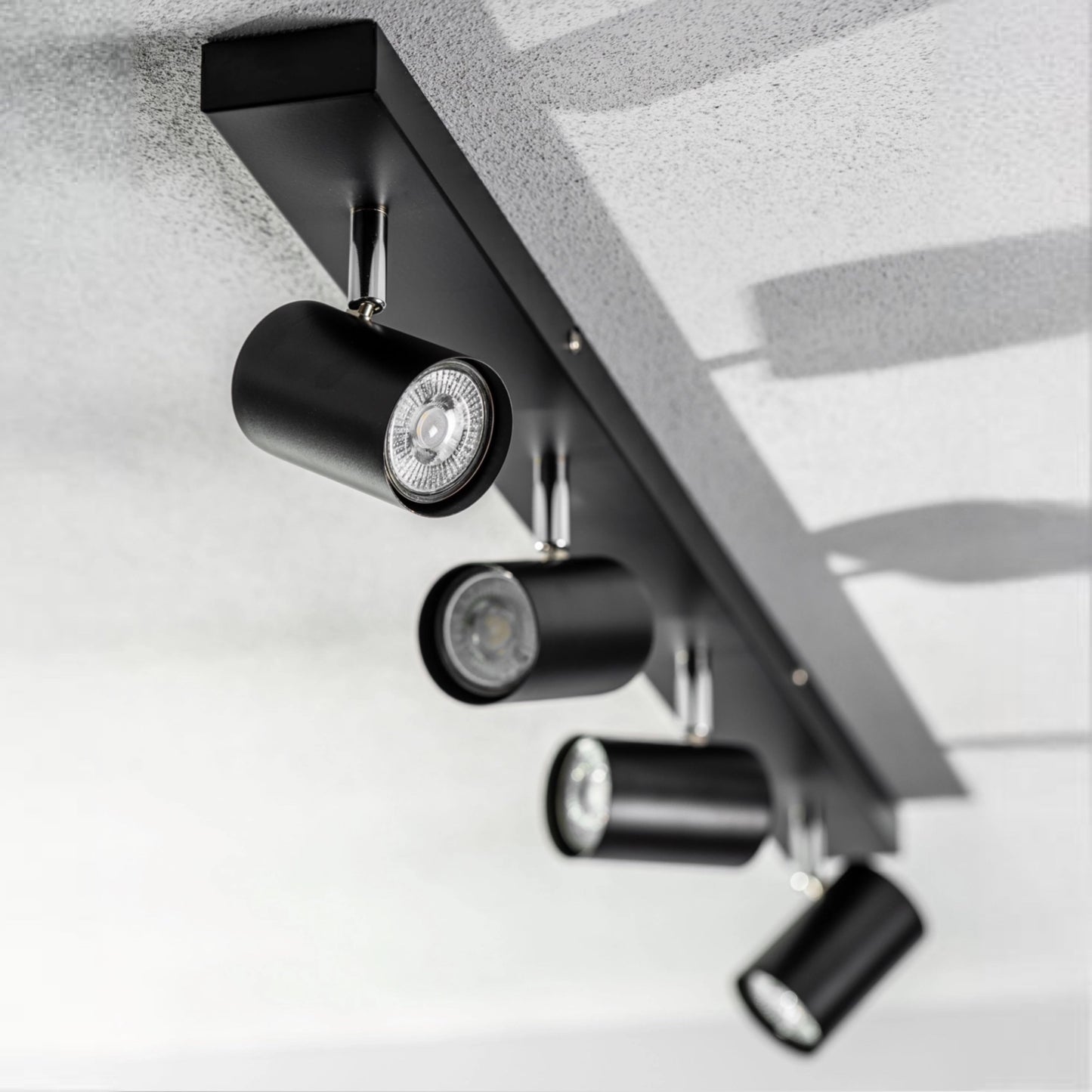 CGC VENETO Black GU10 Ceiling Spotlight Four Head Adjustable Bar Light
